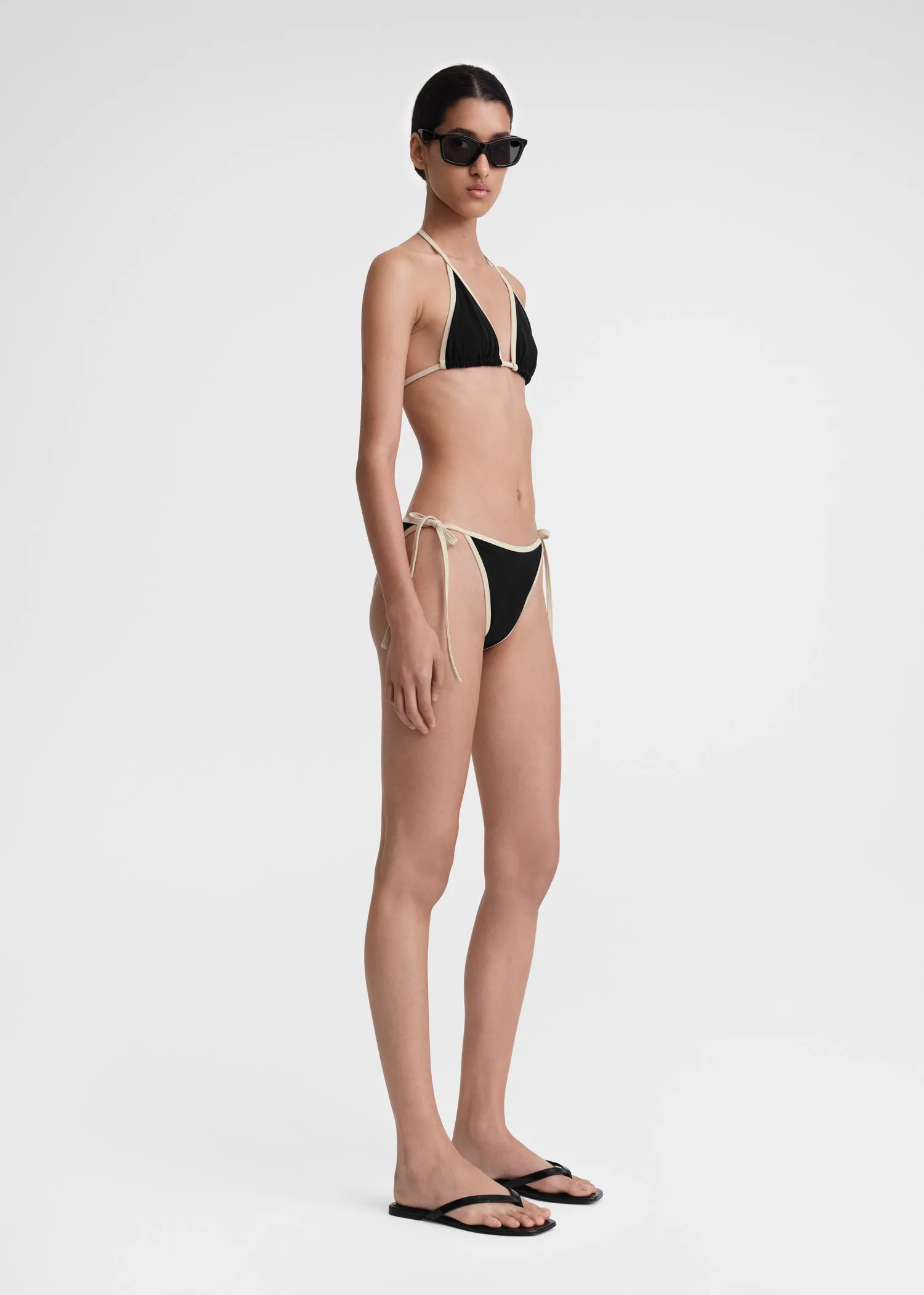 Stripe tie bikini top black sold by Toteme product image thumbnail 2