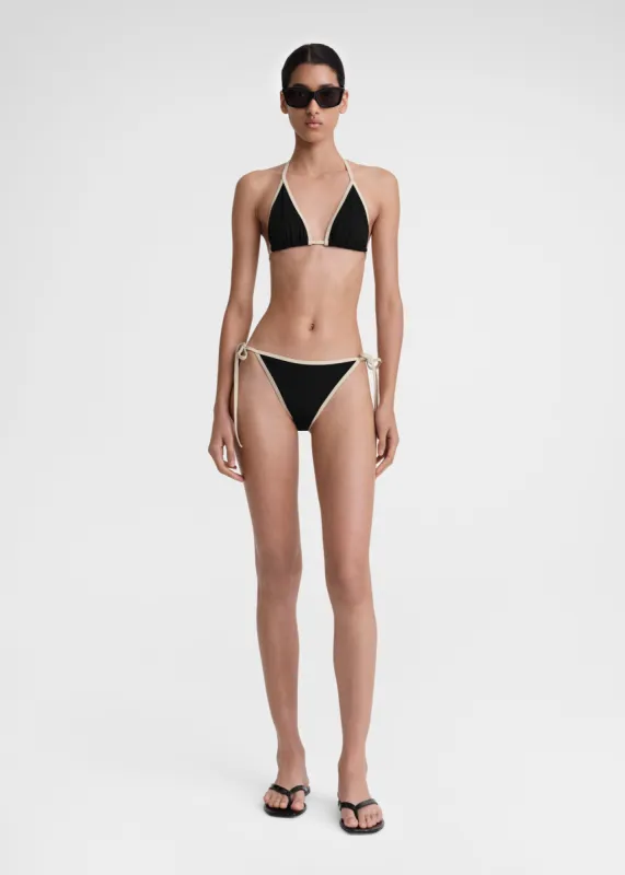 Stripe tie bikini top black sold by Toteme