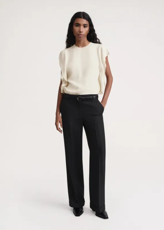 Side-drape crepe top macadamia sold by Toteme