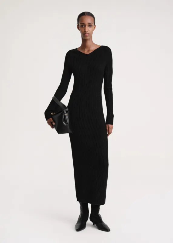 Ribbed merino dress black sold by Toteme