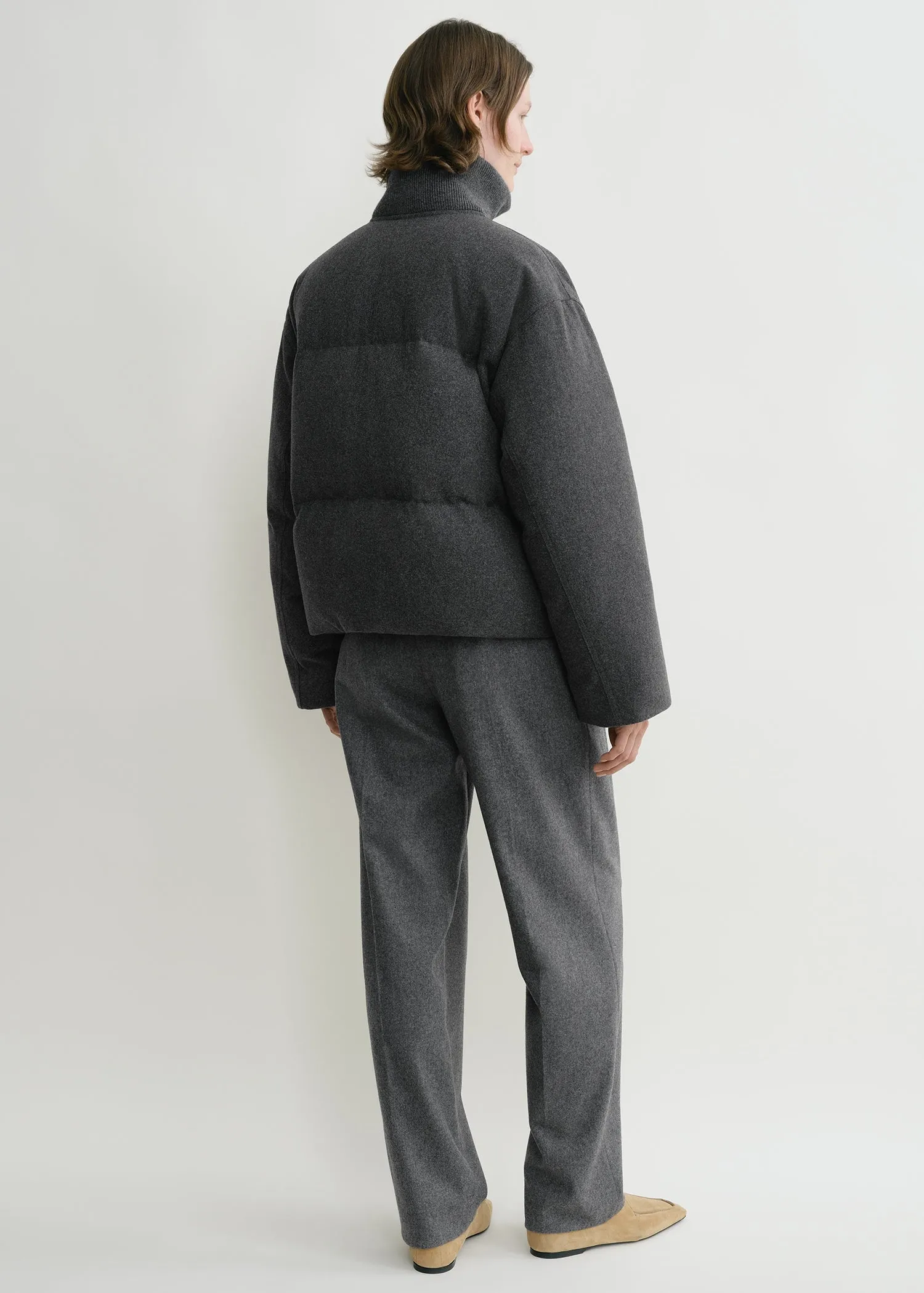 Flannel puffer jacket grey mélange sold by Toteme product image thumbnail 3