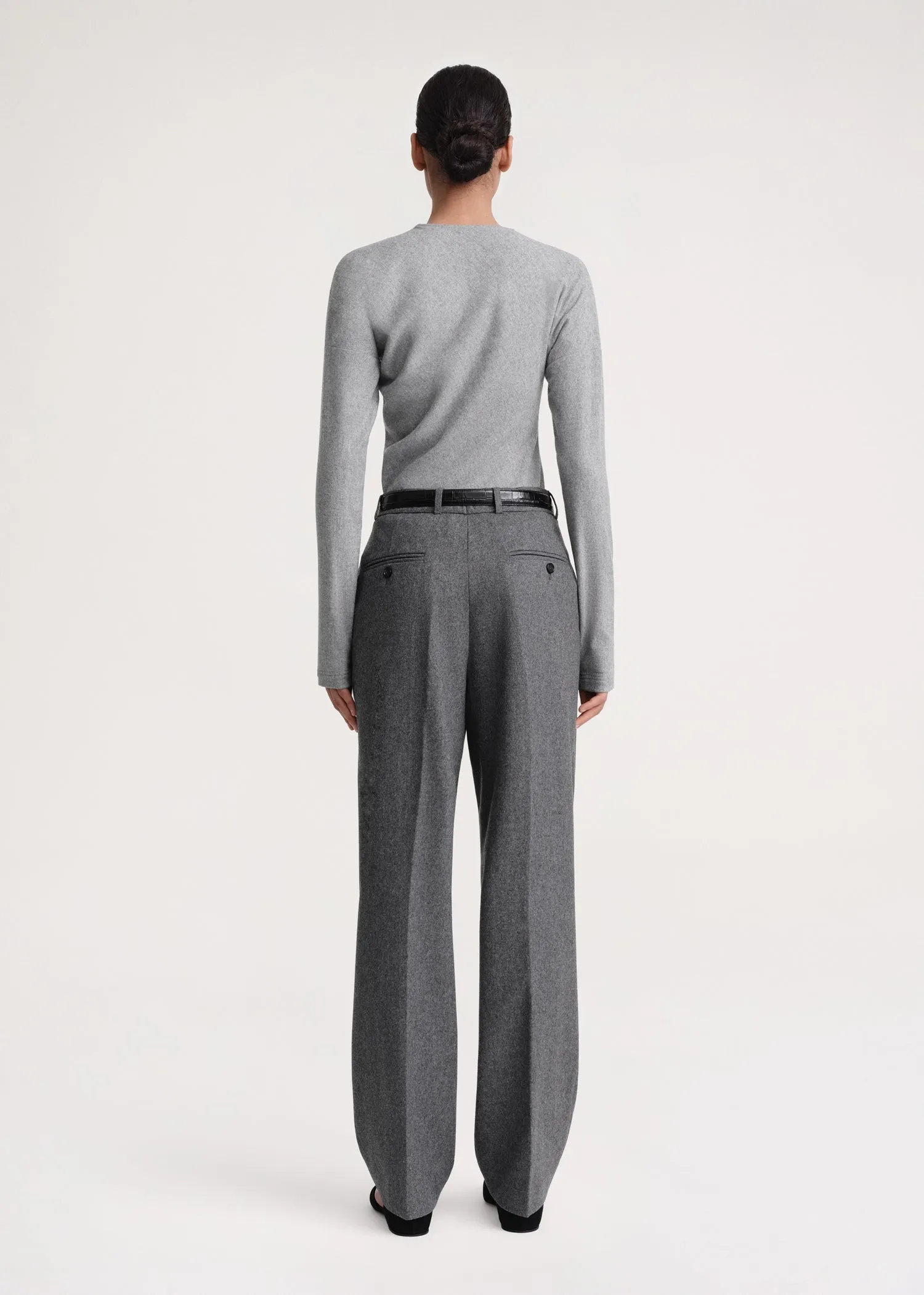Double-pleated tailored trousers grey mélange sold by Toteme product image thumbnail 3