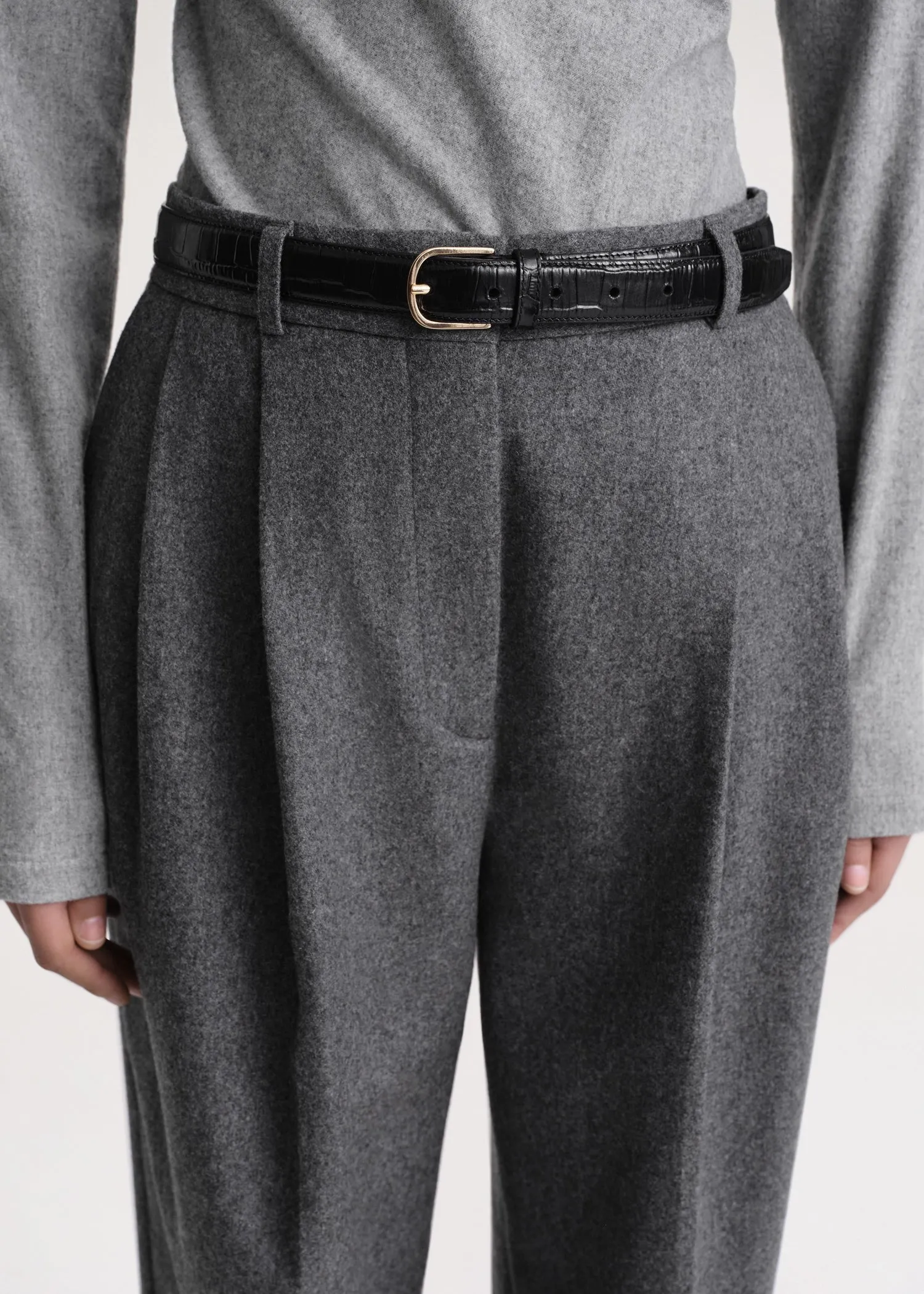 Double-pleated tailored trousers grey mélange sold by Toteme product image thumbnail 4
