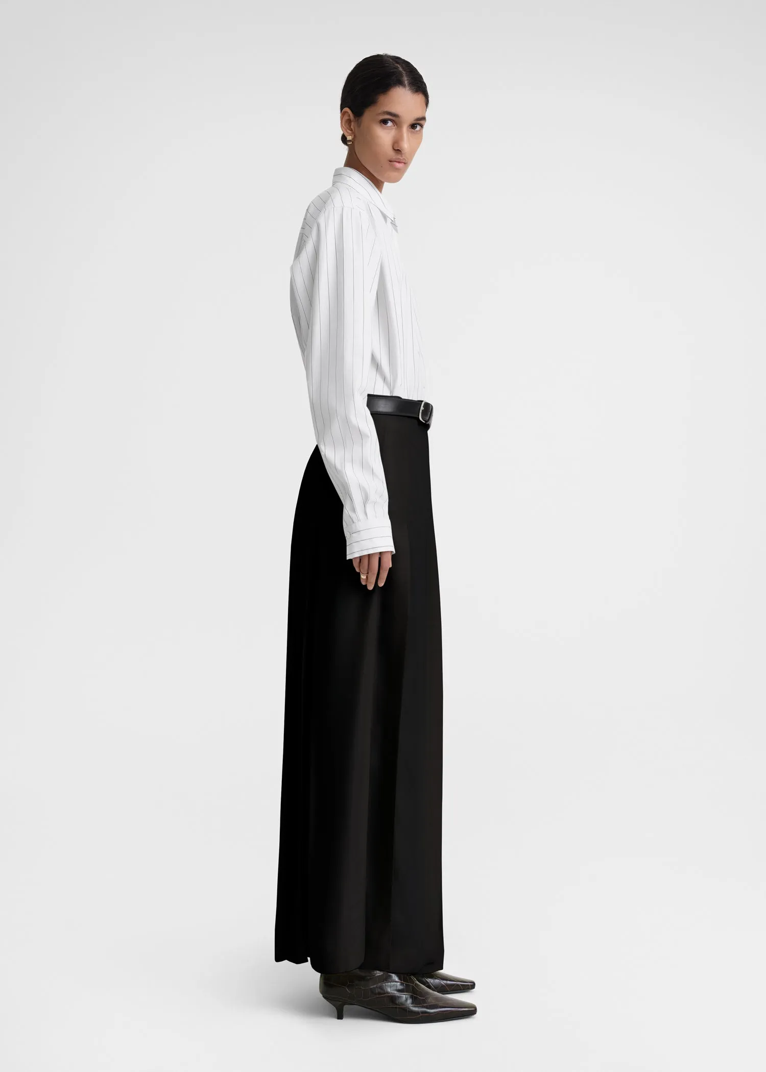 Pleated wrap skirt black sold by Toteme product image thumbnail 2