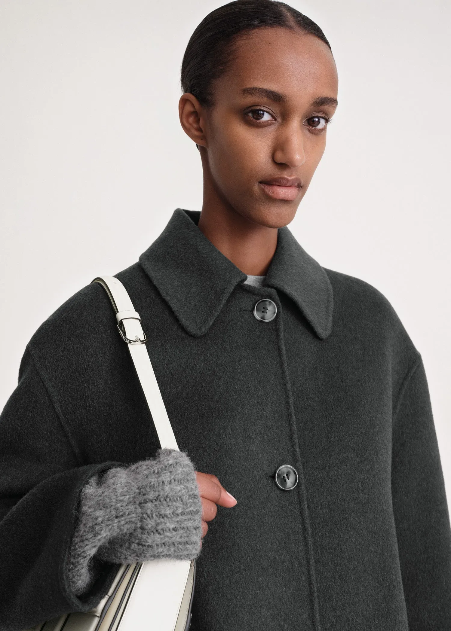 Doublé car coat charcoal mélange sold by Toteme product image thumbnail 4