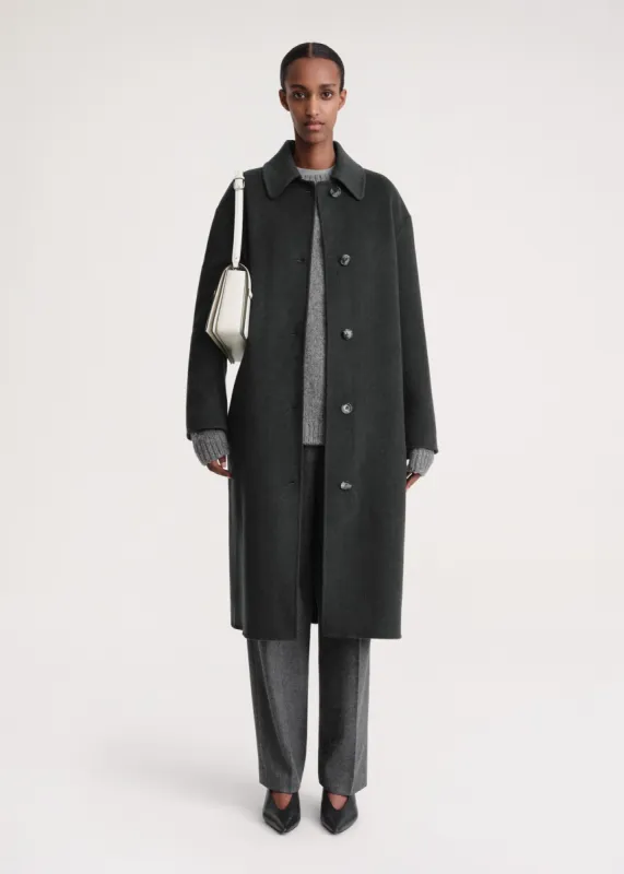 Doublé car coat charcoal mélange sold by Toteme