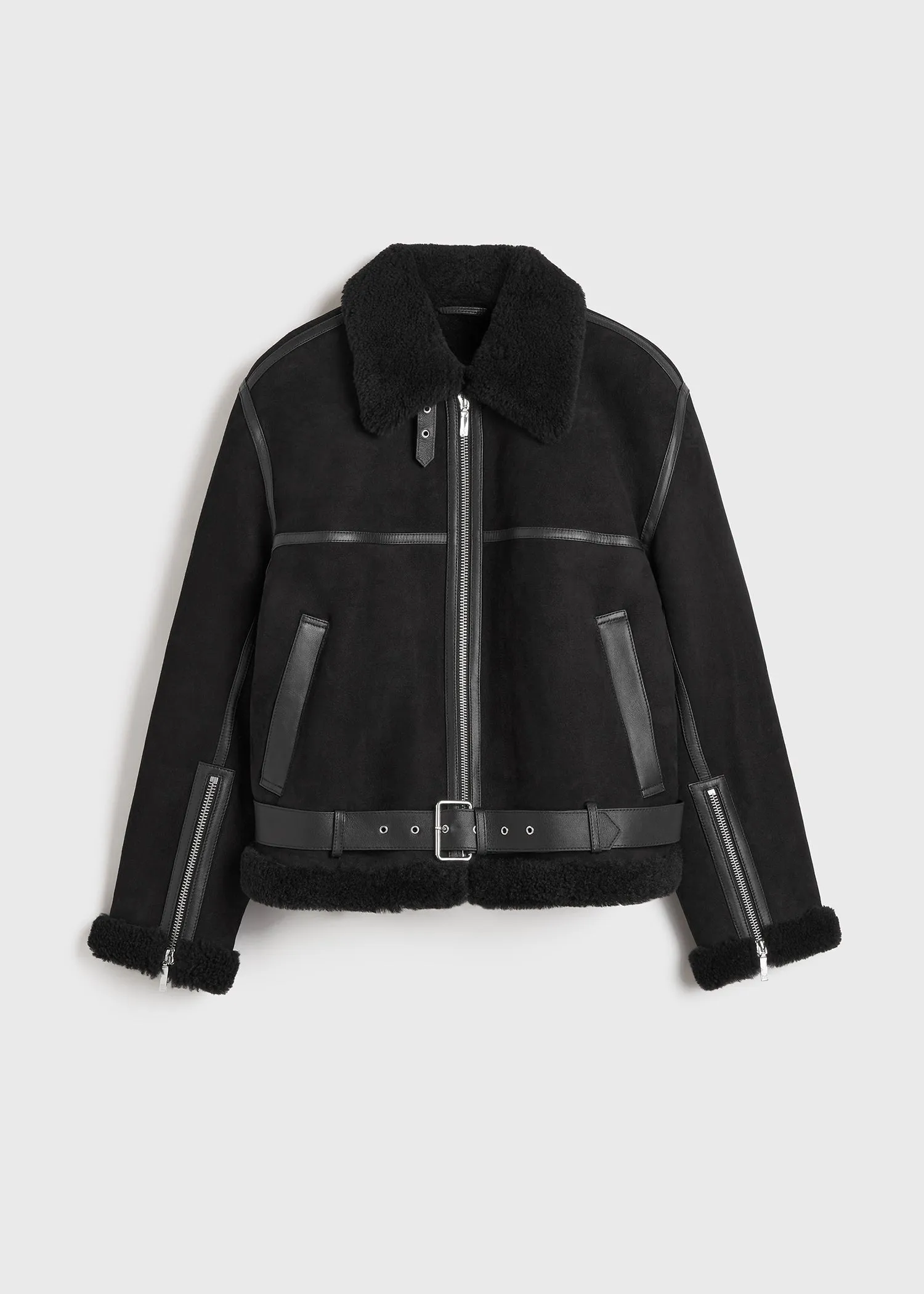 Shearling aviator jacket black sold by Toteme product image thumbnail 5