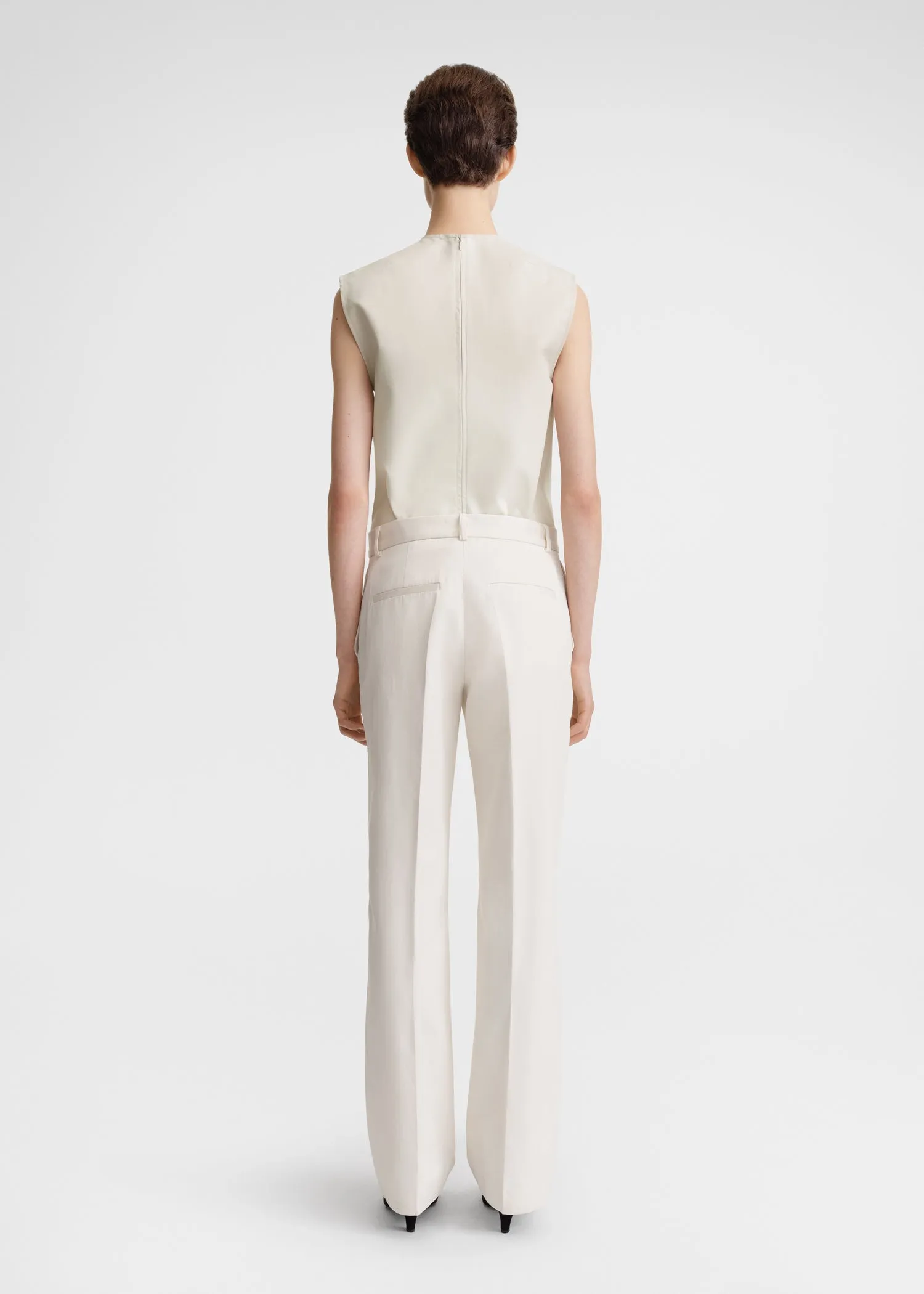 Straight satin trousers ecru sold by Toteme product image thumbnail 3