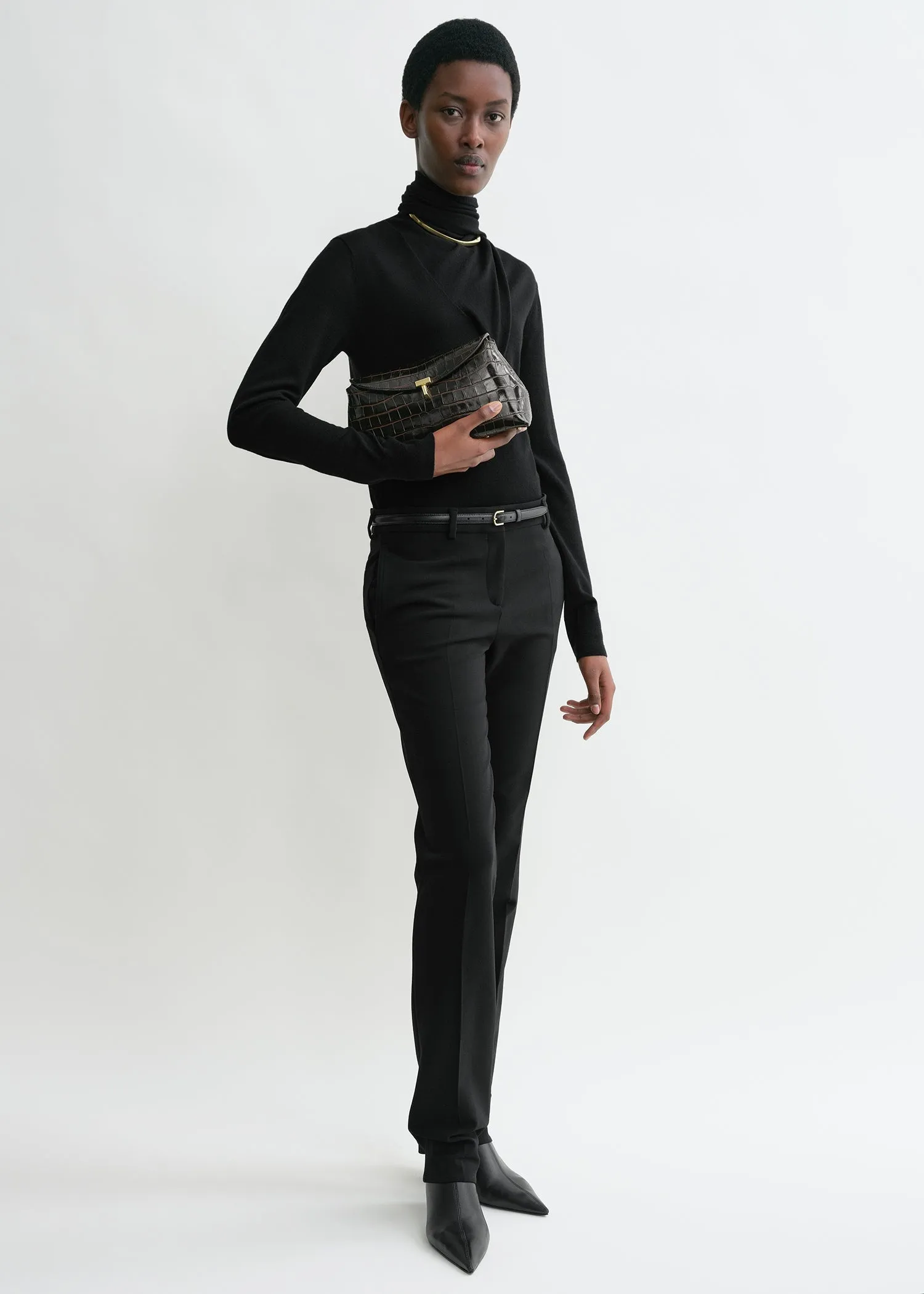 T-lock croco-embossed clutch dark brown sold by Toteme product image thumbnail 2