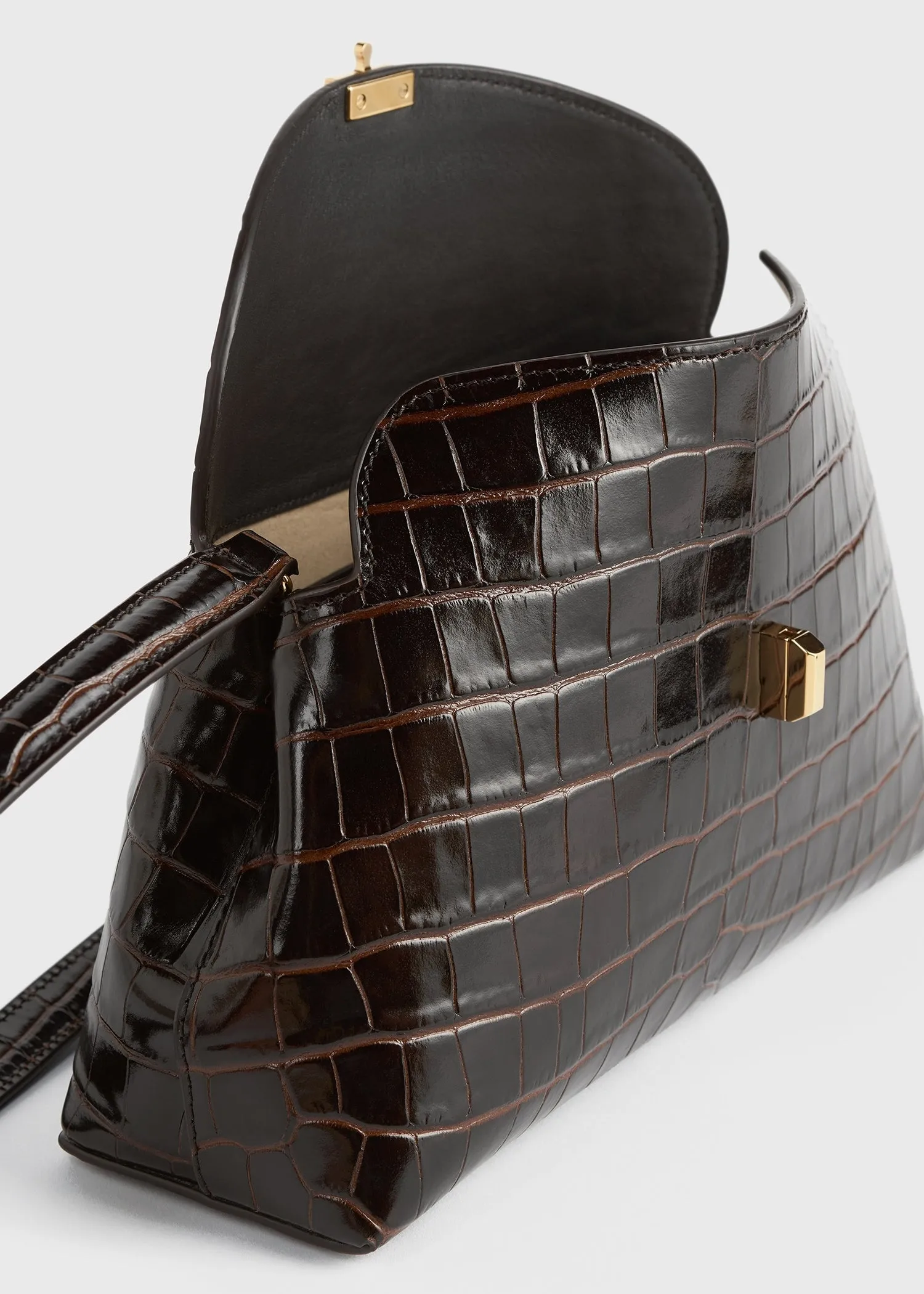 T-lock croco-embossed clutch dark brown sold by Toteme product image thumbnail 5