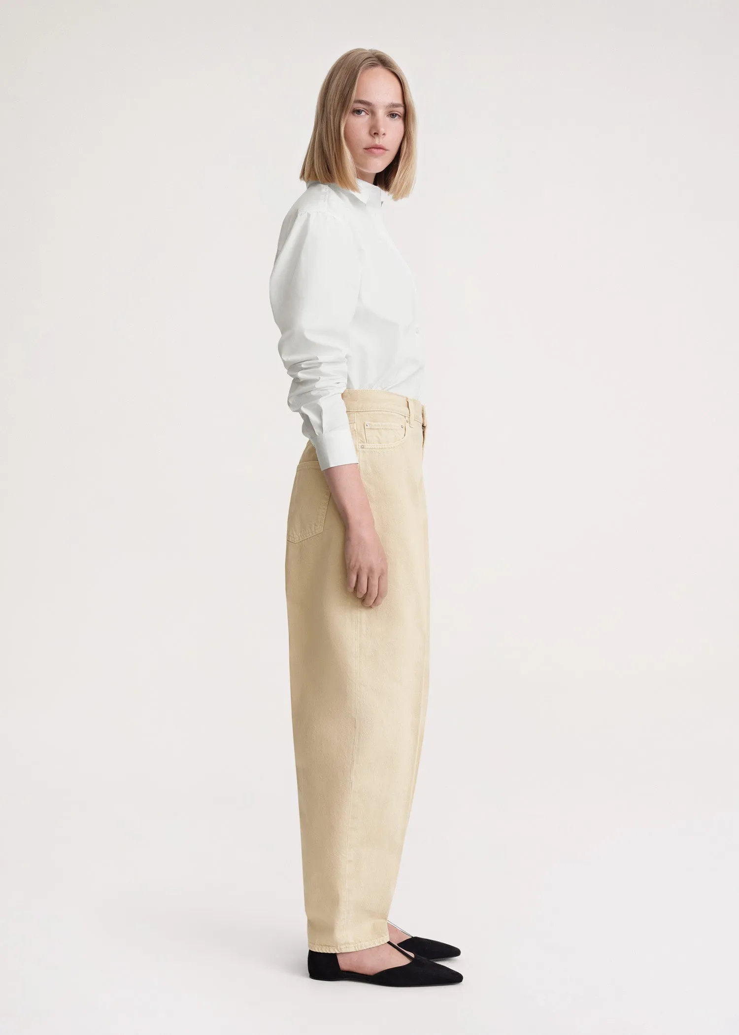 Wide tapered leg denim washed beige sold by Toteme product image thumbnail 3