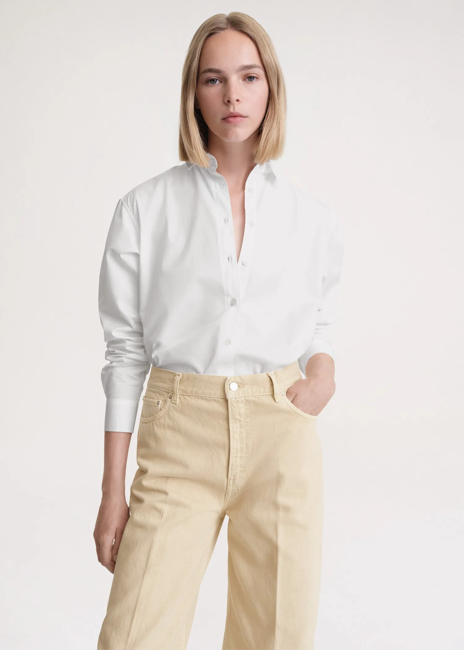 Wide tapered leg denim washed beige sold by Toteme product image thumbnail 2
