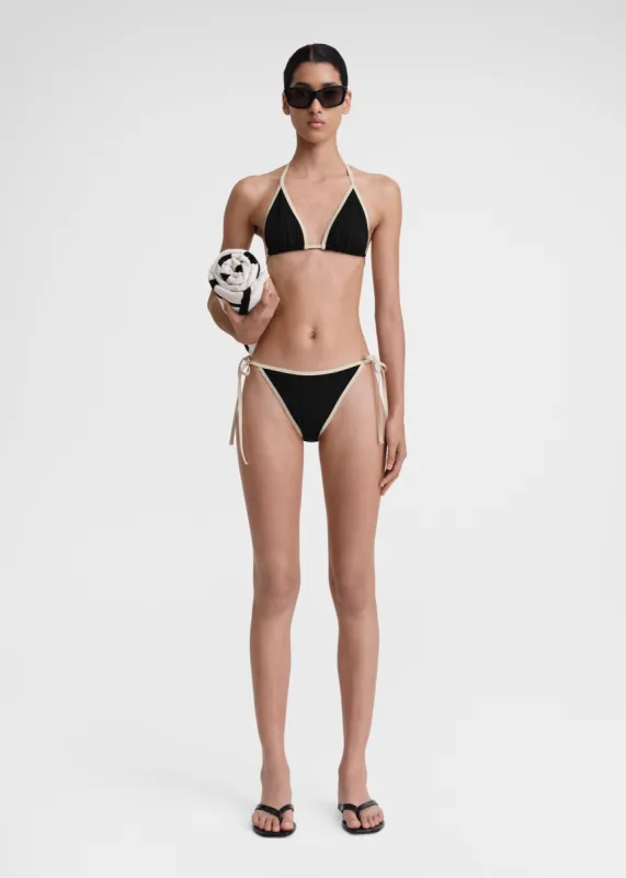 Stripe tie bikini bottoms black sold by Toteme