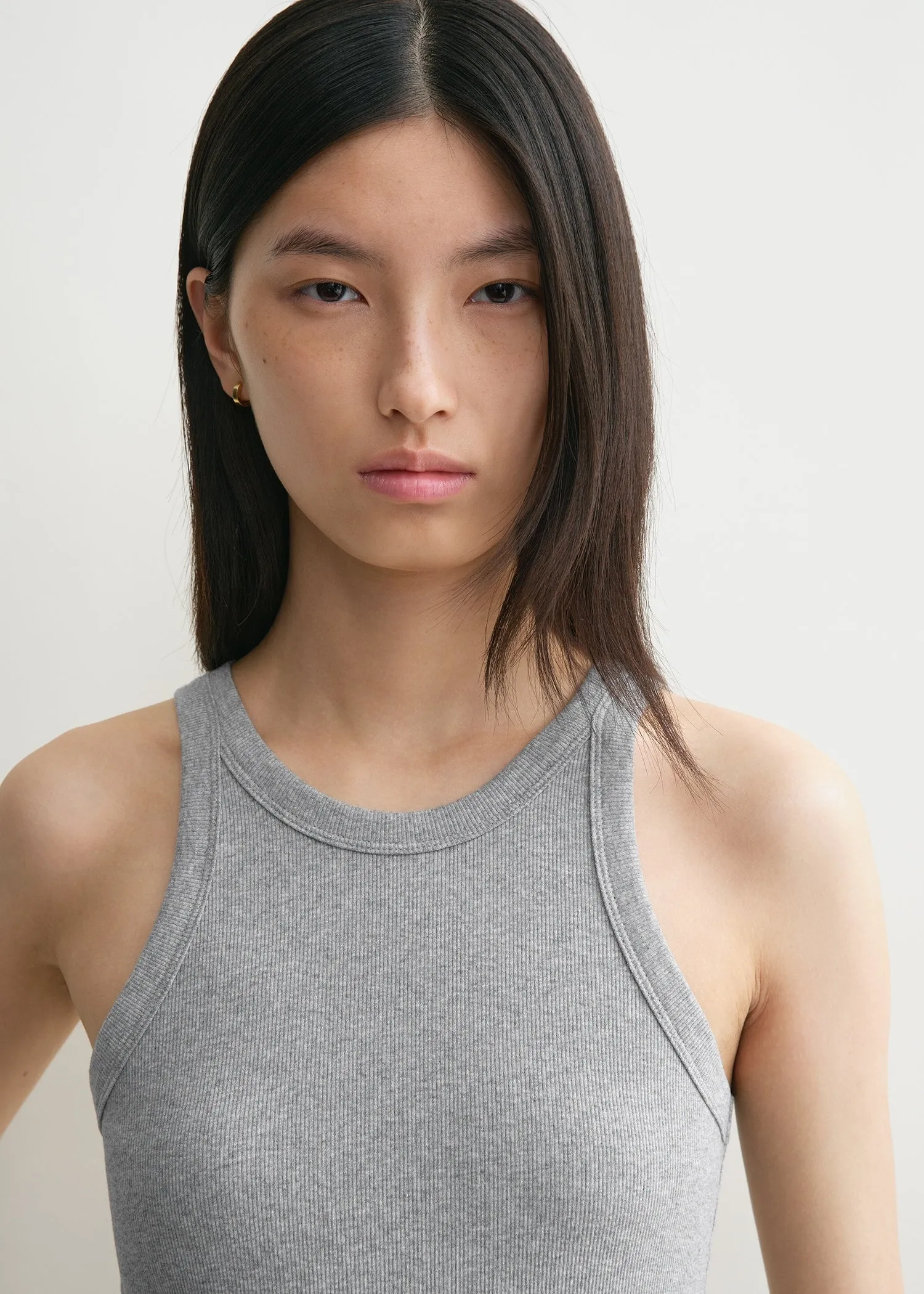 Curved rib tank grey melange sold by Toteme product image thumbnail 4