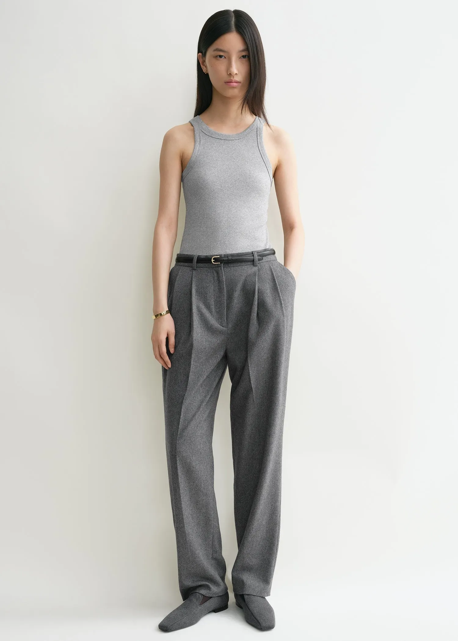 Curved rib tank grey melange sold by Toteme