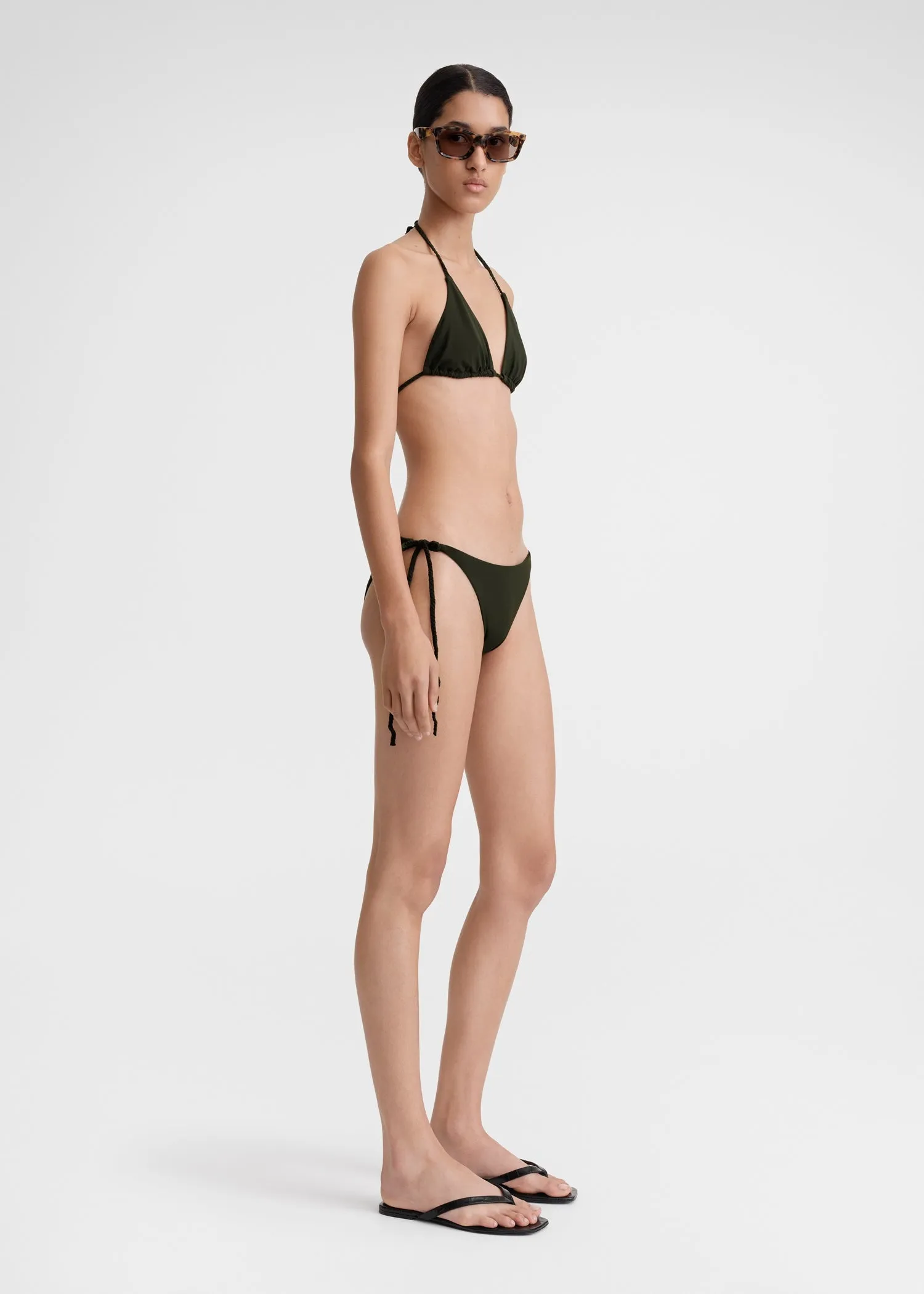 Braid-tie bikini bottoms dark green sold by Toteme product image thumbnail 2