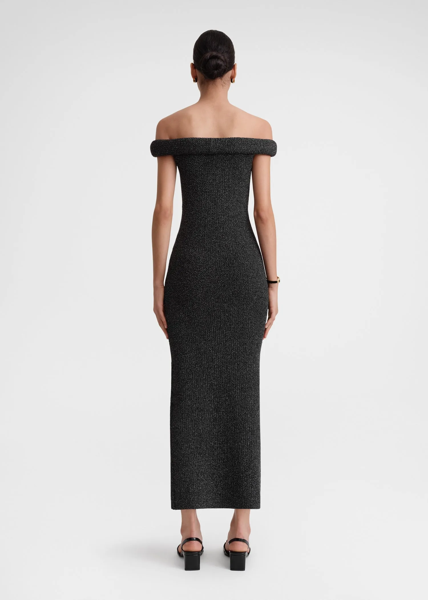 Off-shoulder roll knit dress black sold by Toteme product image thumbnail 3