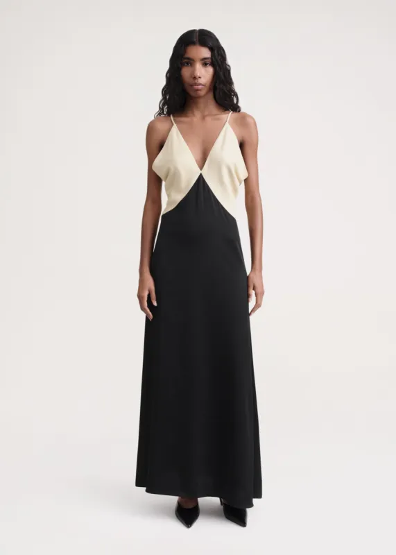 Draped twill cami dress black made by Toteme