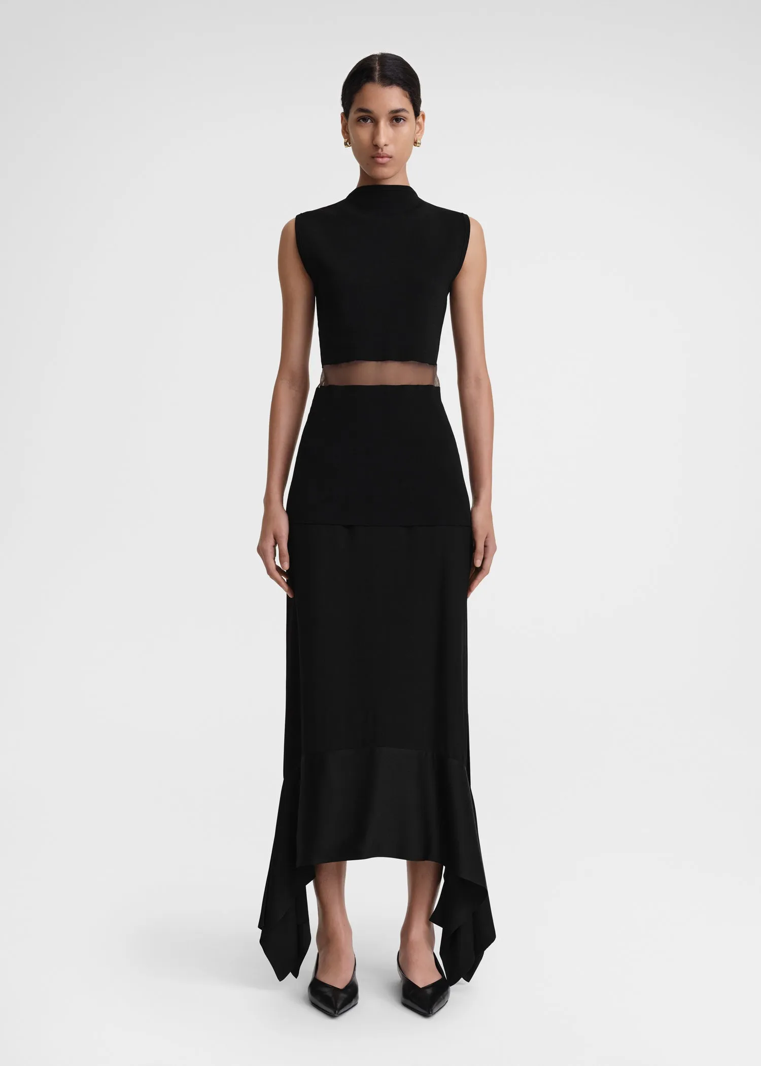 High-neck evening top black sold by Toteme