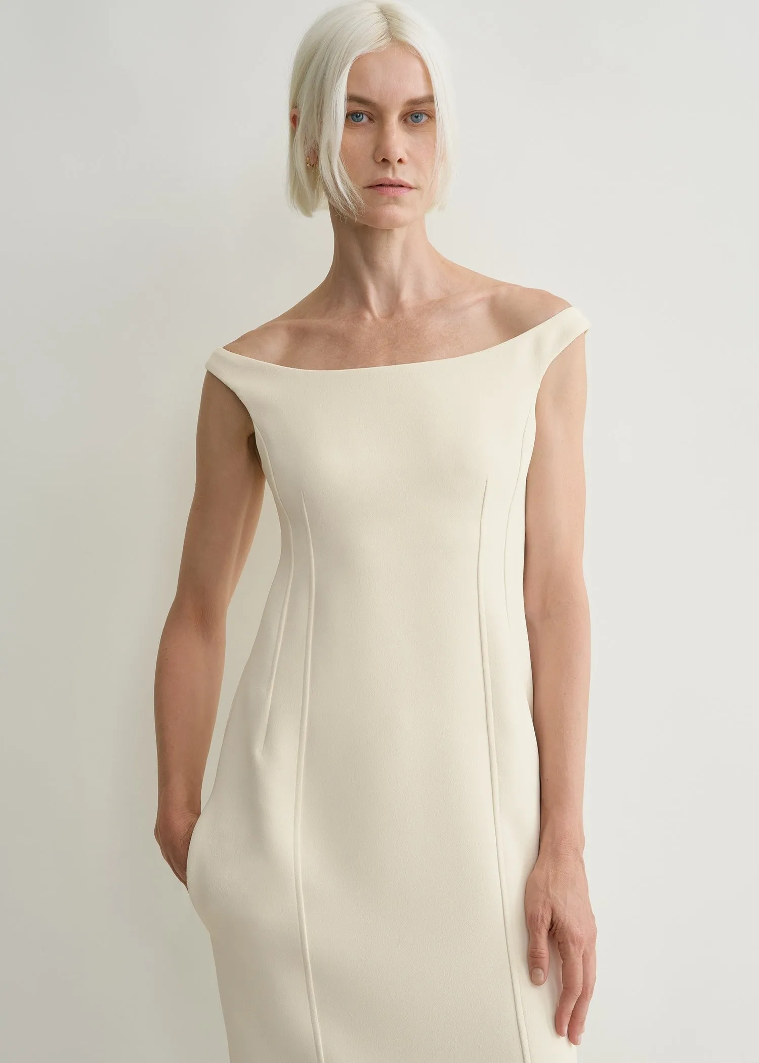 Curved off-shoulder dress eggnog sold by Toteme product image thumbnail 4