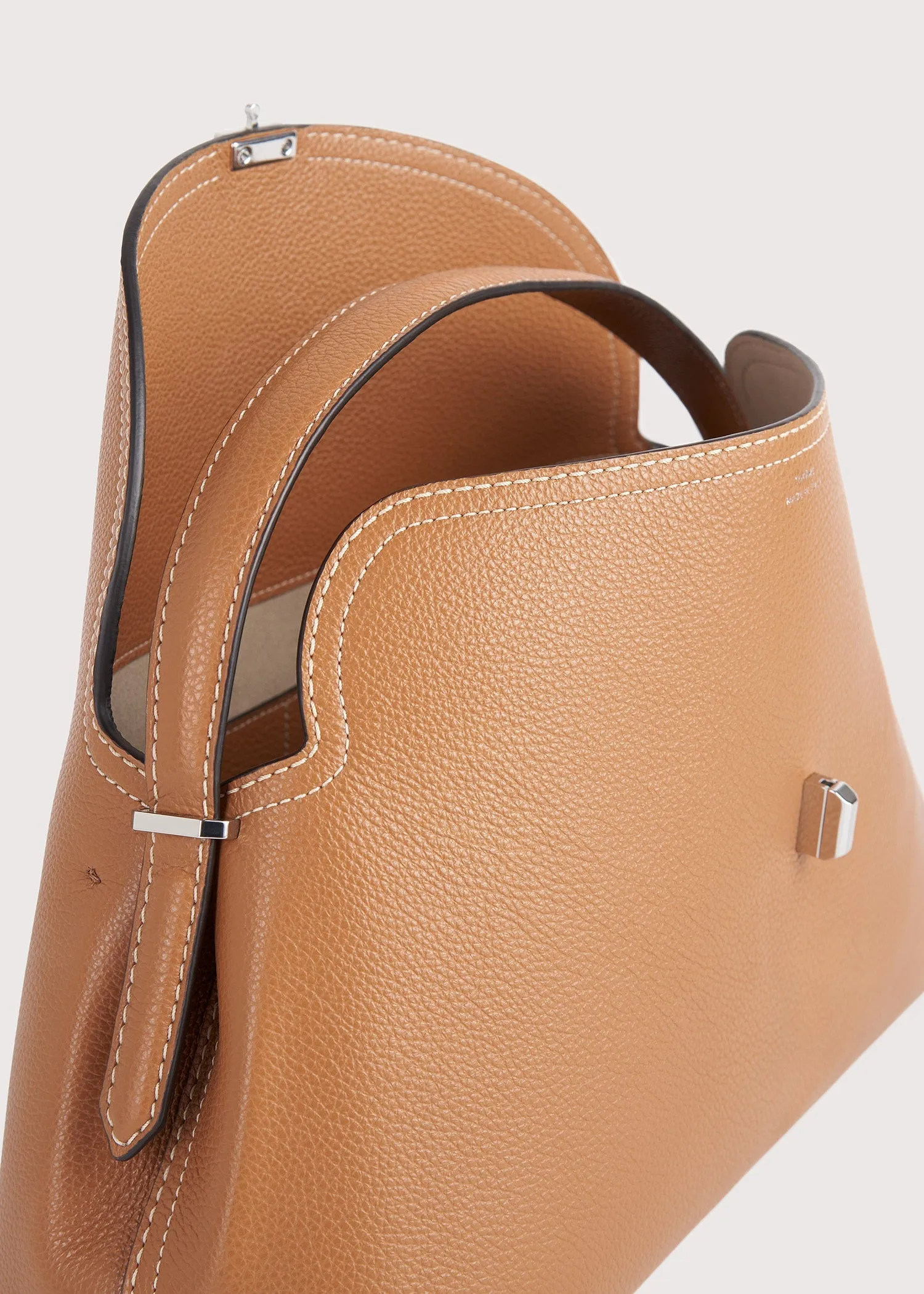 T-lock grained-leather top handle tan sold by Toteme product image thumbnail 5