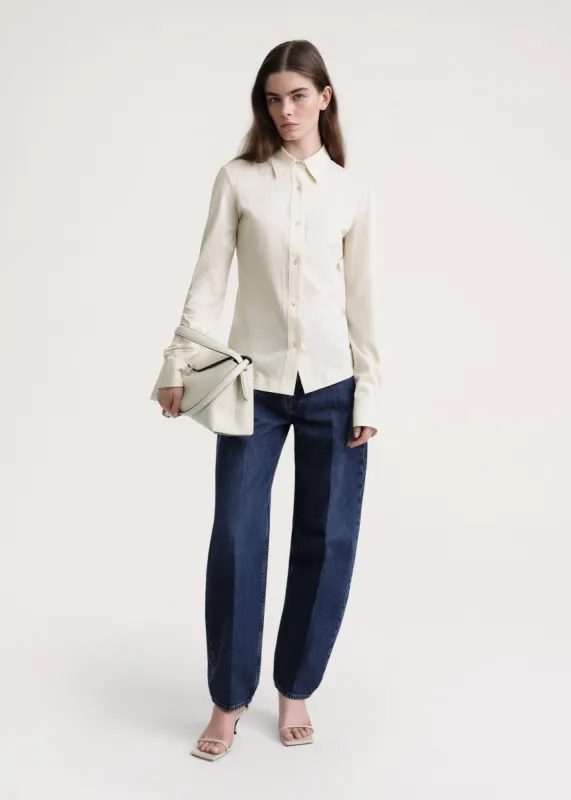 Slim cotton-jersey shirt macadamia sold by Toteme