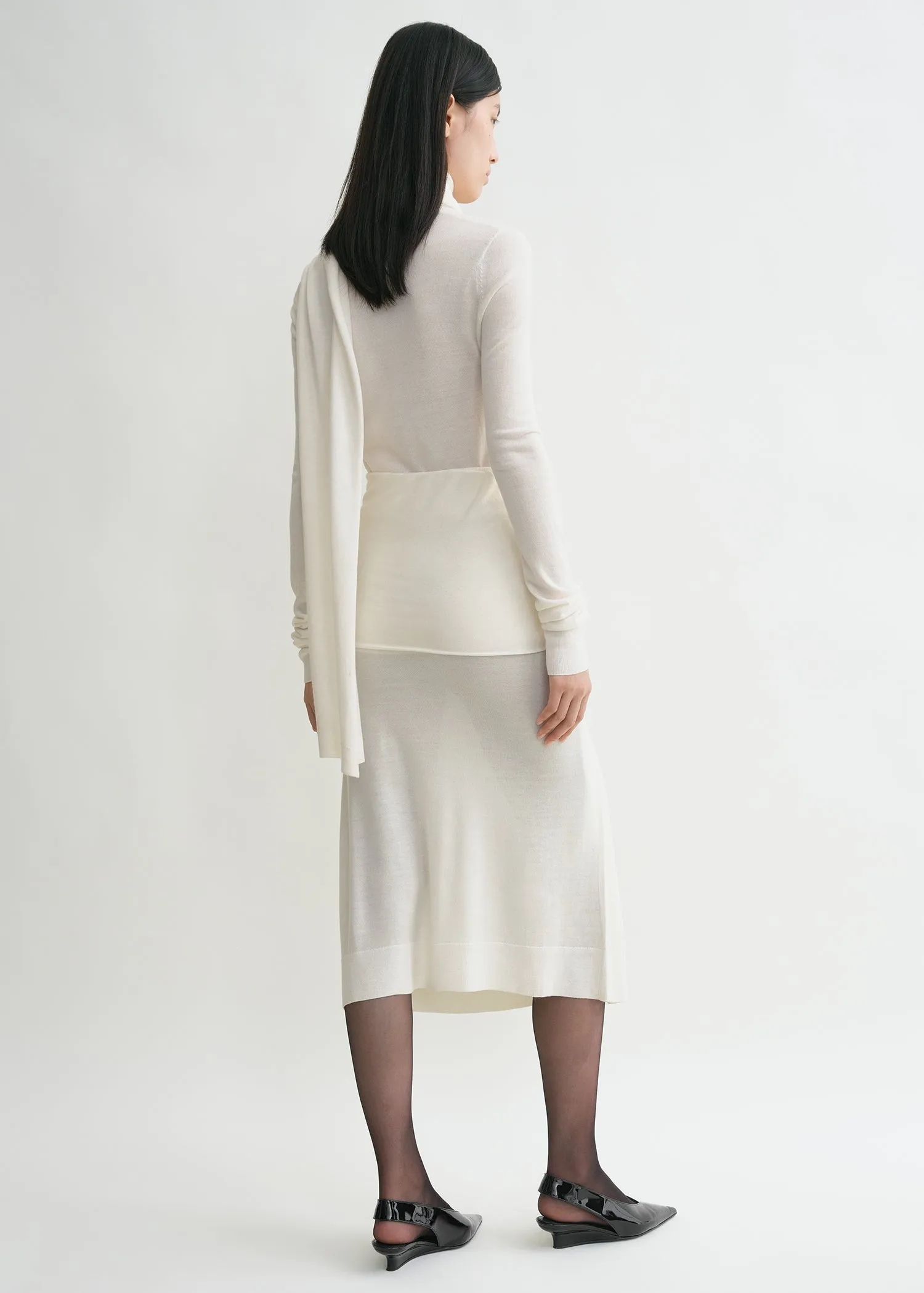 Draped fine knit skirt off-white sold by Toteme product image thumbnail 4
