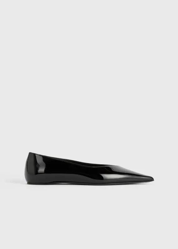 Patent asymmetric ballerinas black sold by Toteme