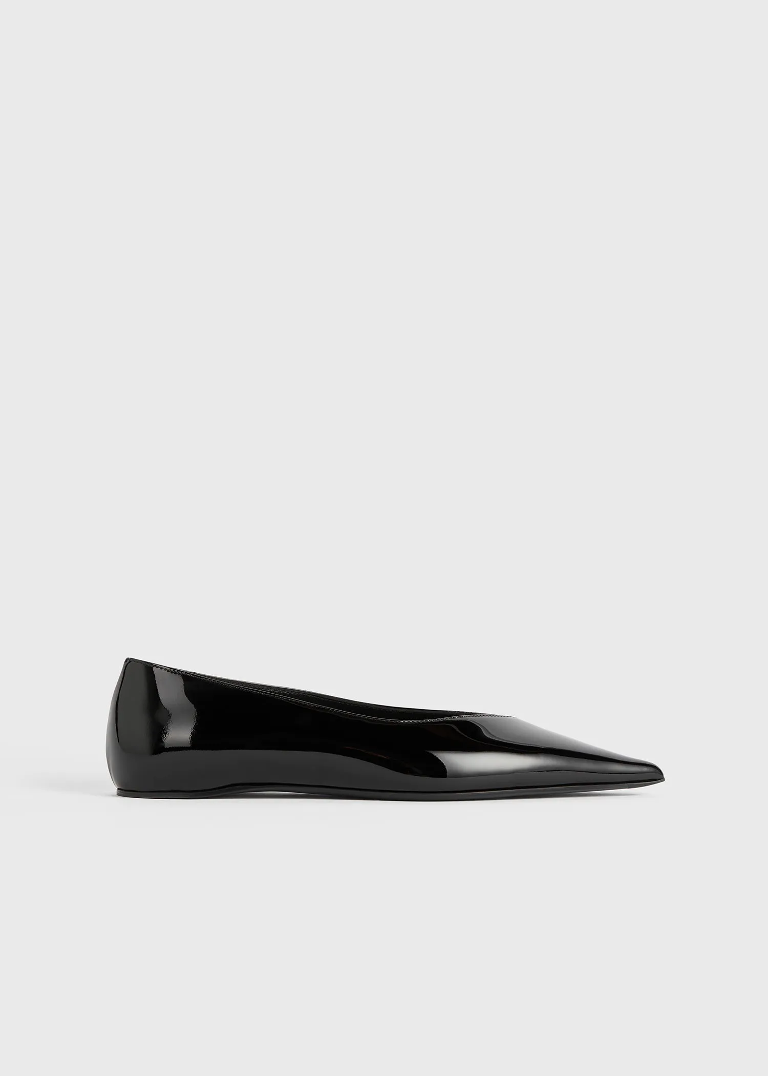 Patent asymmetric ballerinas black sold by Toteme