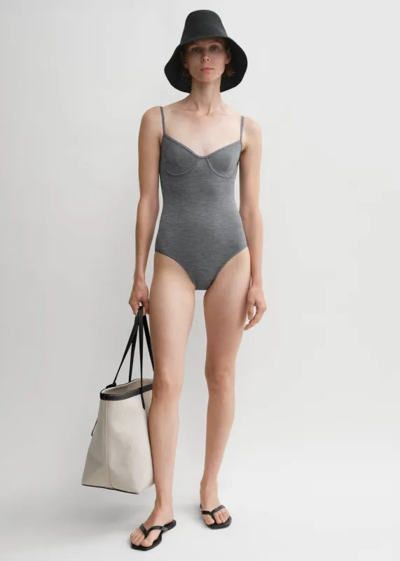 Half-cup swimsuit grey mélange made by Toteme