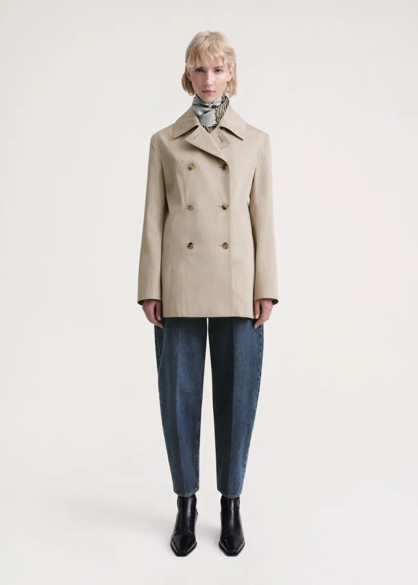 T/W GABARDINE DOUBLE-BREASTED JACKET WITH IRREGULAR