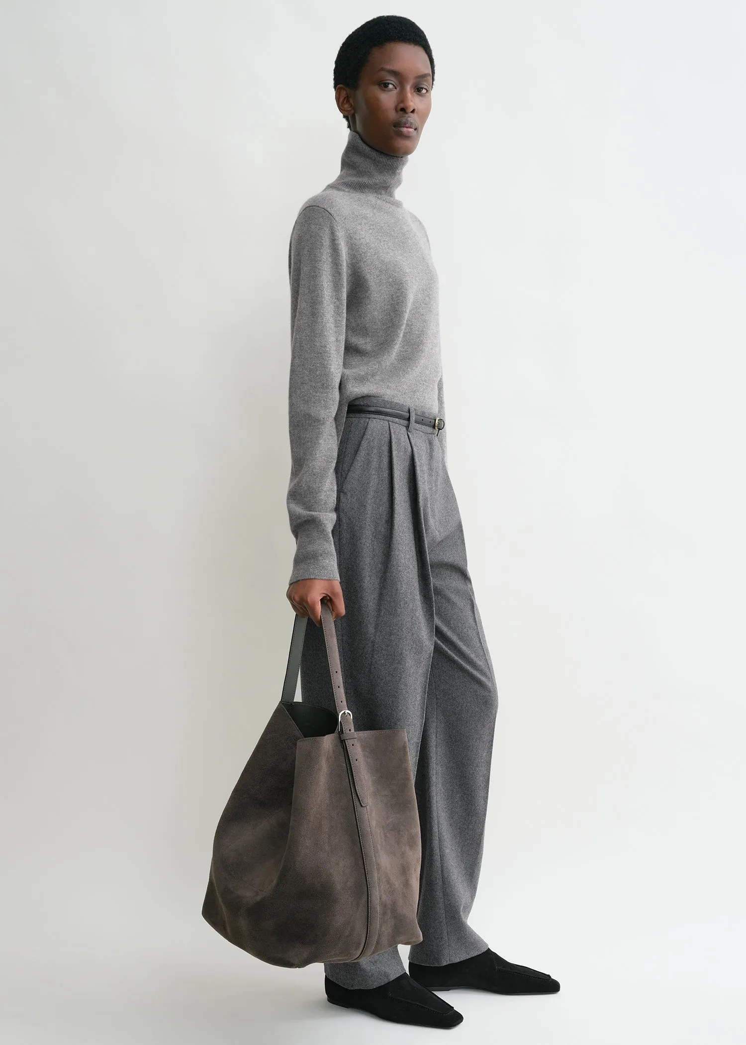 Belted suede tote granite sold by Toteme product image thumbnail 2