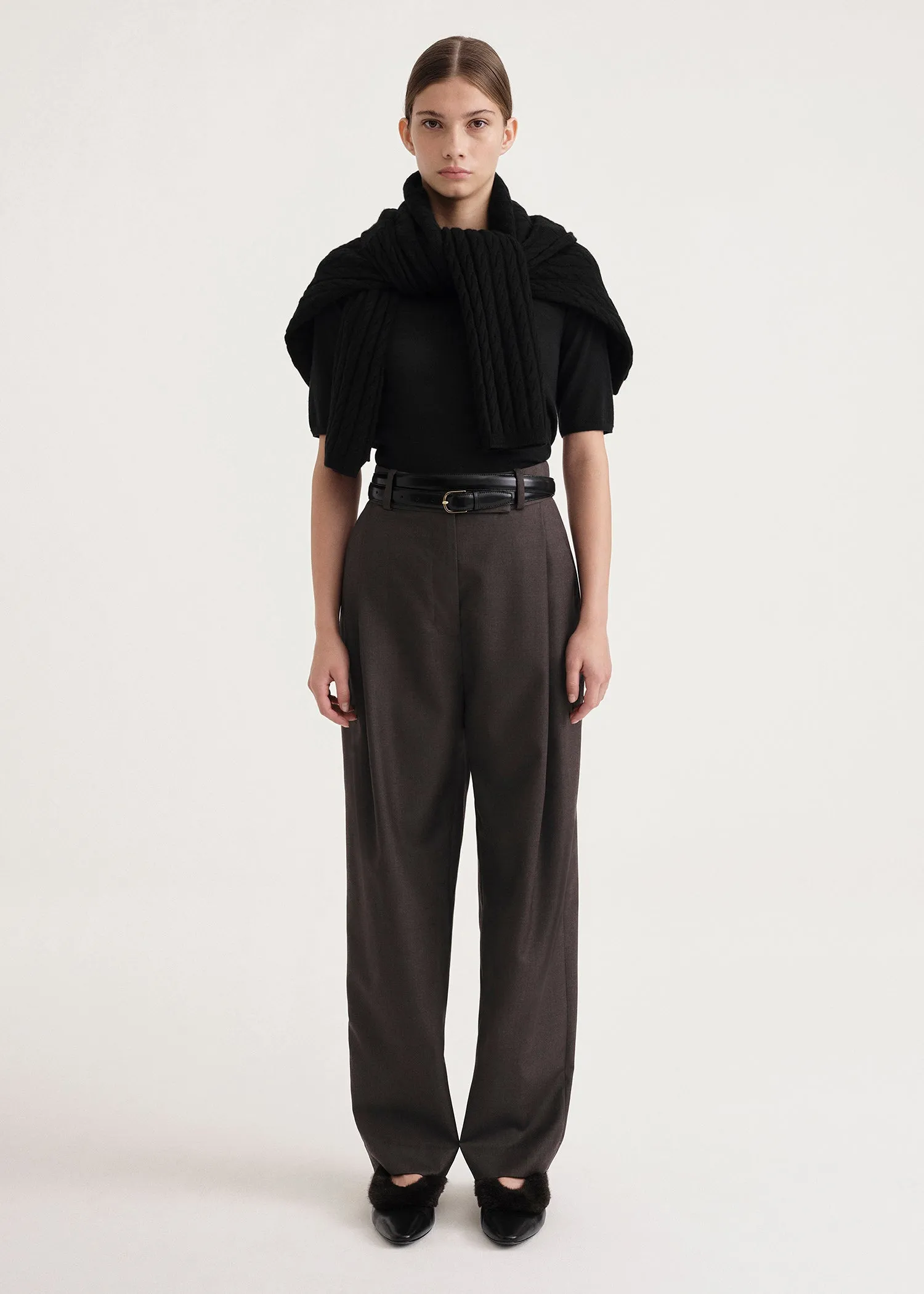 Deep pleat wool trousers mole sold by Toteme