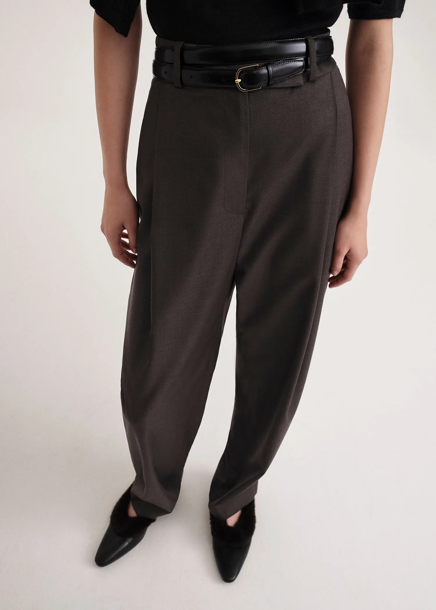 Deep pleat wool trousers mole sold by Toteme product image thumbnail 3