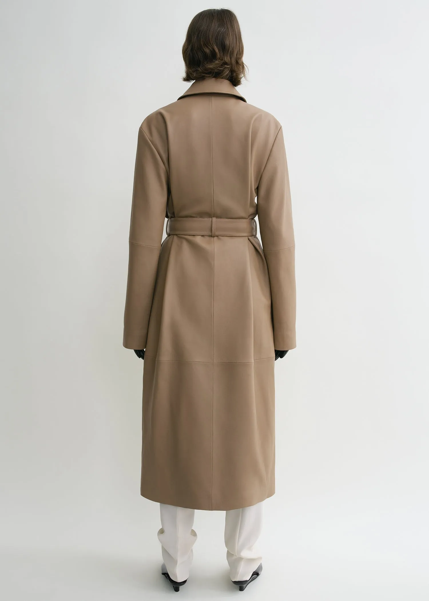 Belted leather coat truffle sold by Toteme product image thumbnail 3