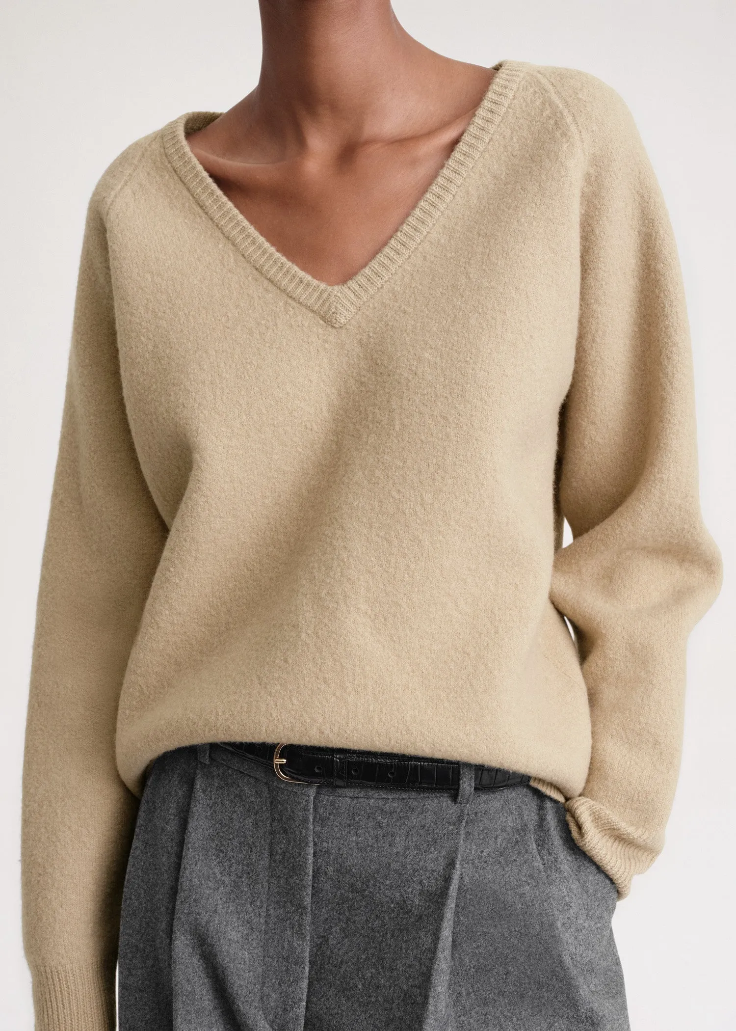 Soft felted merino knit oat sold by Toteme product image thumbnail 4