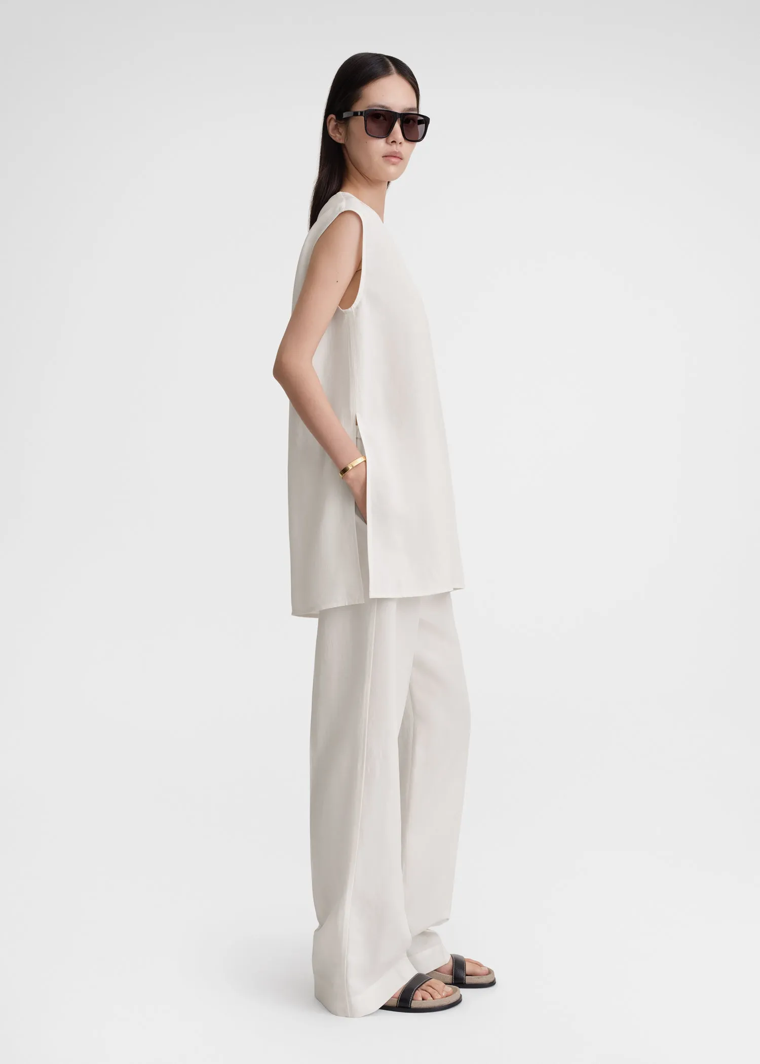 Fluid V-neck top off white sold by Toteme product image thumbnail 2