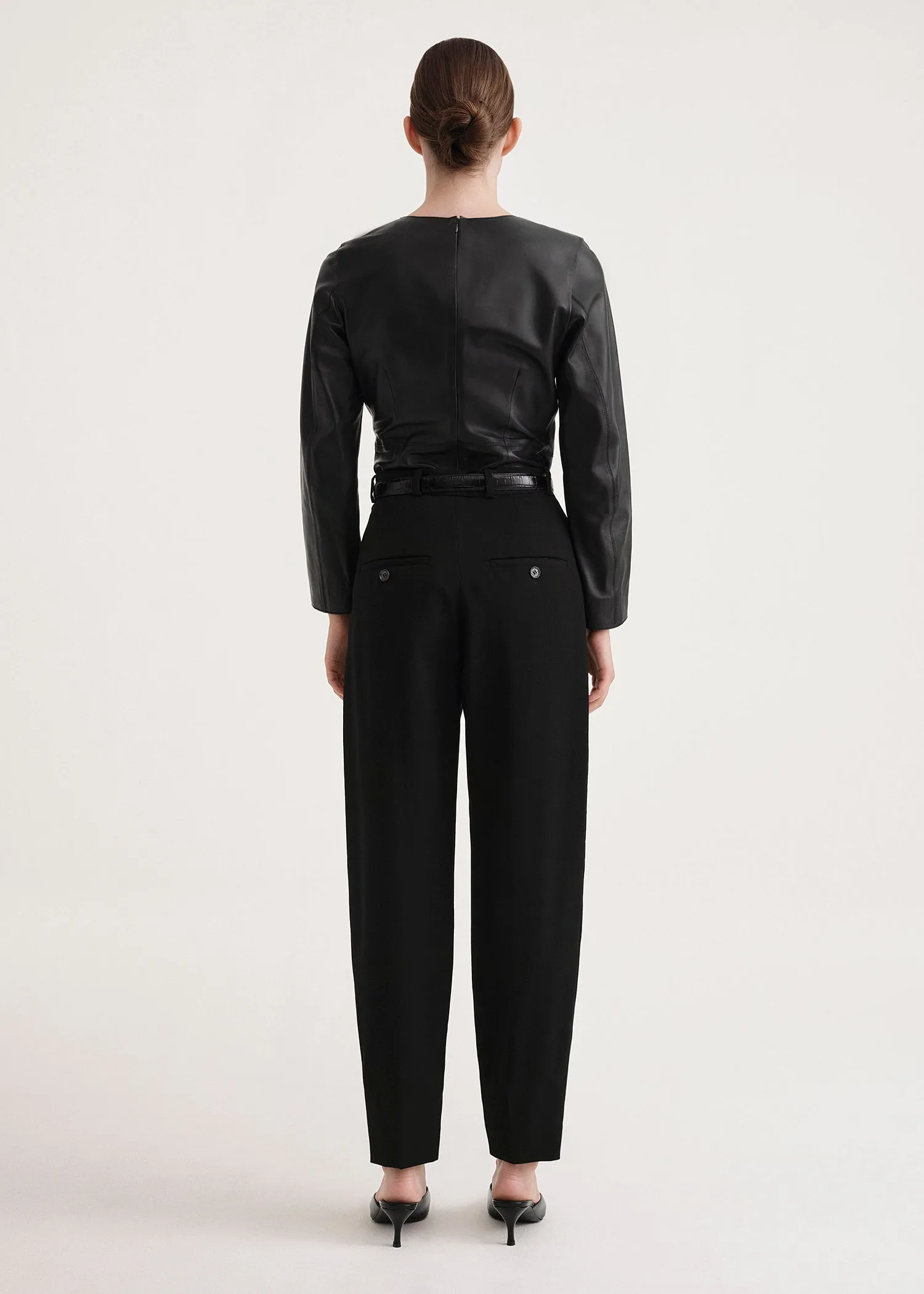 Sewn pleat wool trousers black sold by Toteme product image thumbnail 2