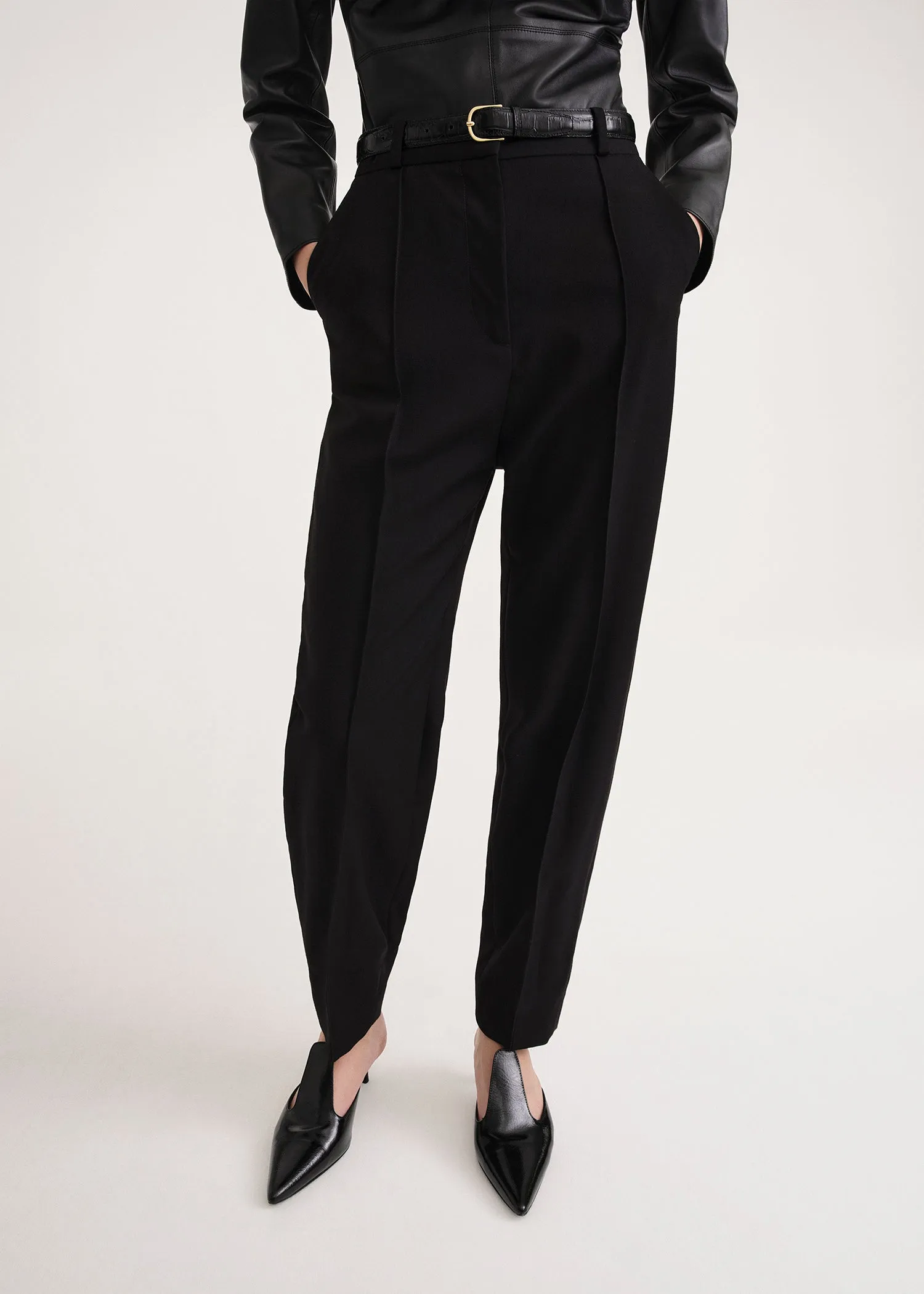 Sewn pleat wool trousers black sold by Toteme product image thumbnail 3