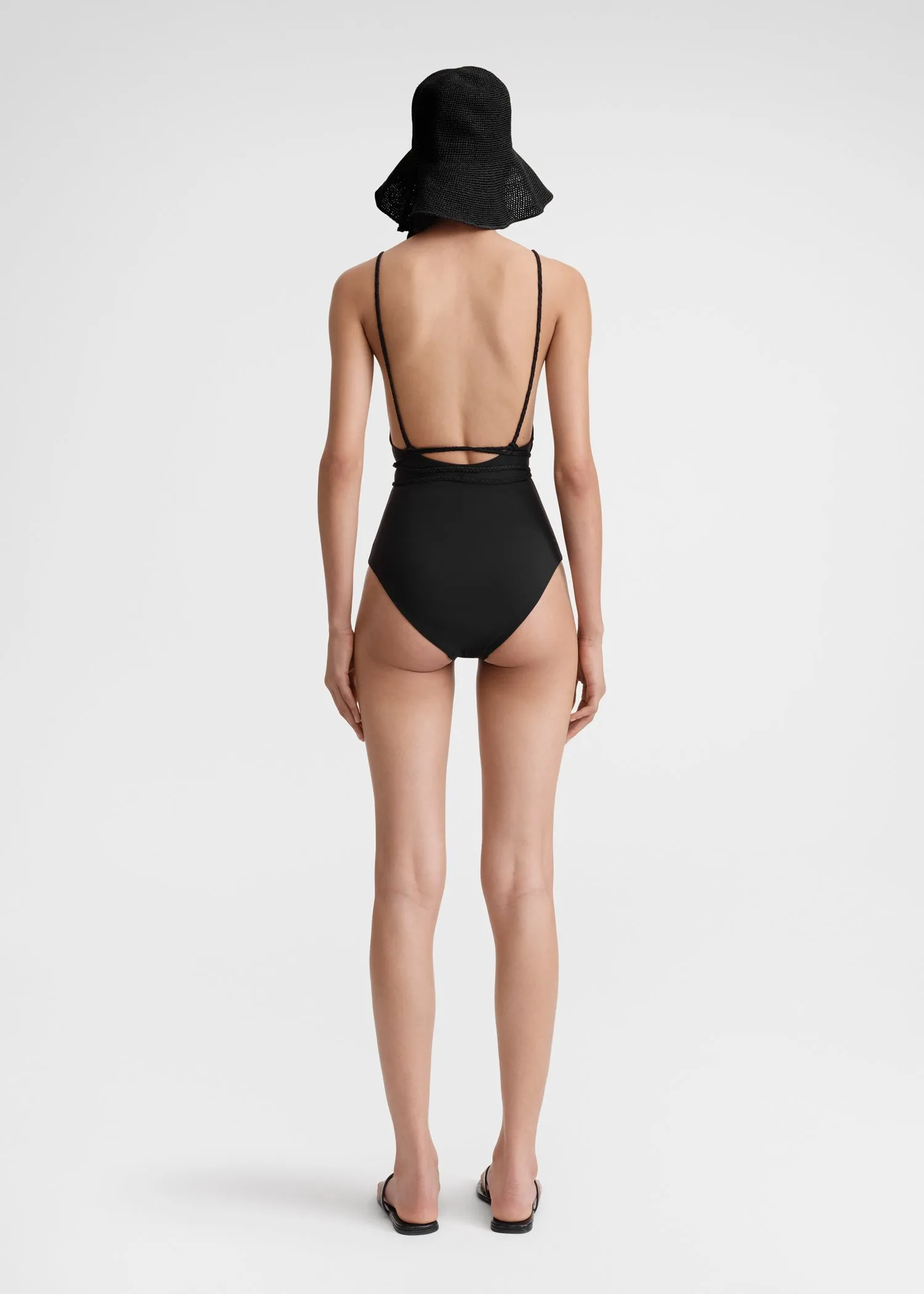 V-neck wrap swimsuit black sold by Toteme product image thumbnail 3