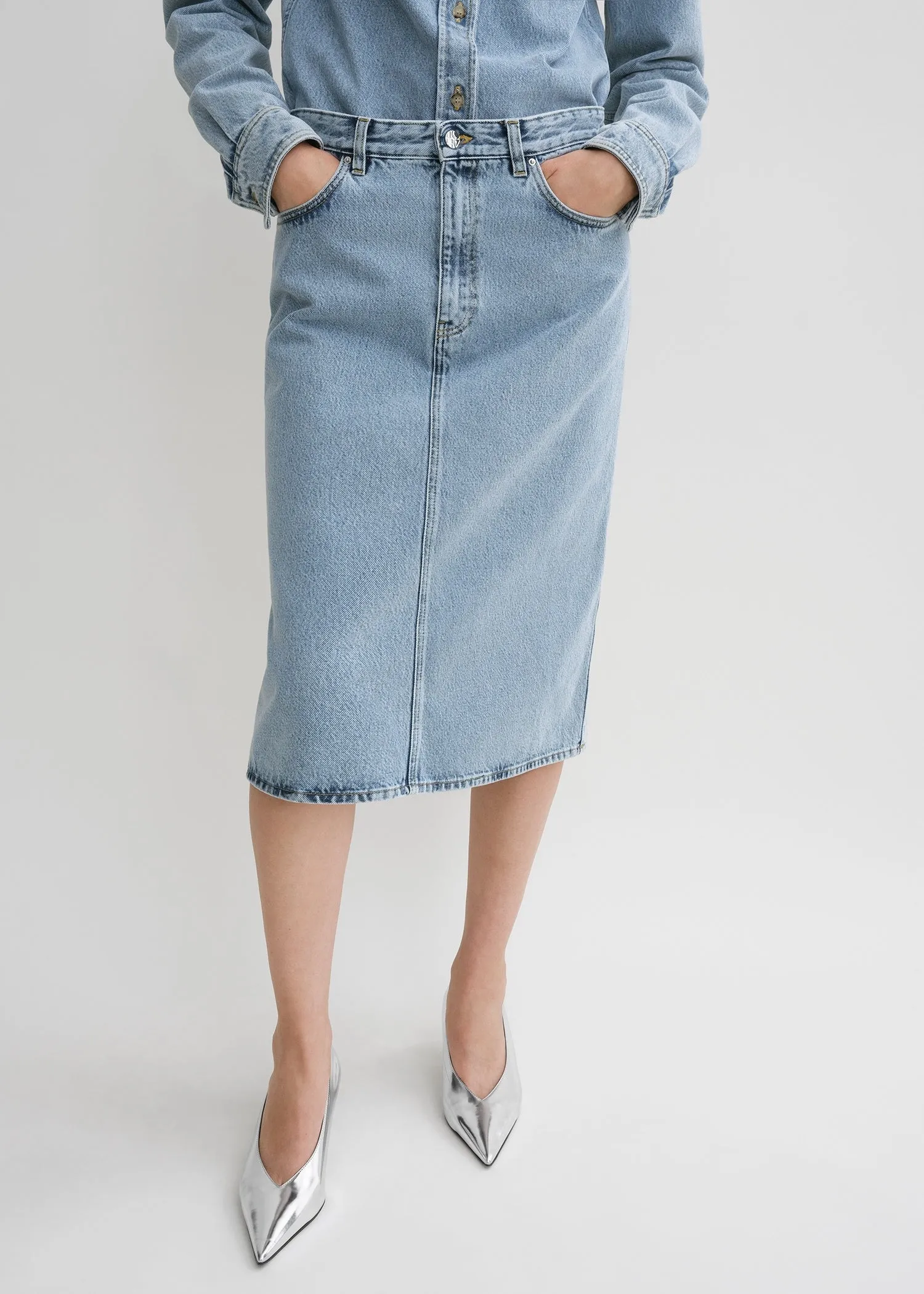 Denim midi skirt cool blue sold by Toteme product image thumbnail 4