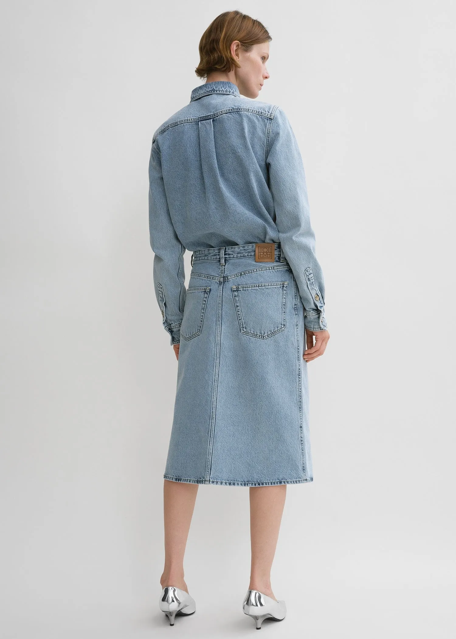 Denim midi skirt cool blue sold by Toteme product image thumbnail 3