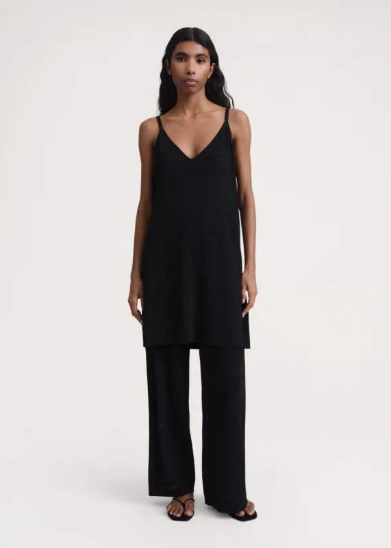 Monogram pointelle slip dress black sold by Toteme