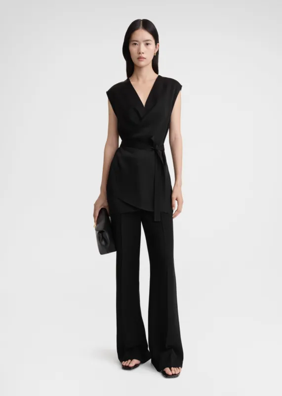 Twisted satin tie top black made by Toteme