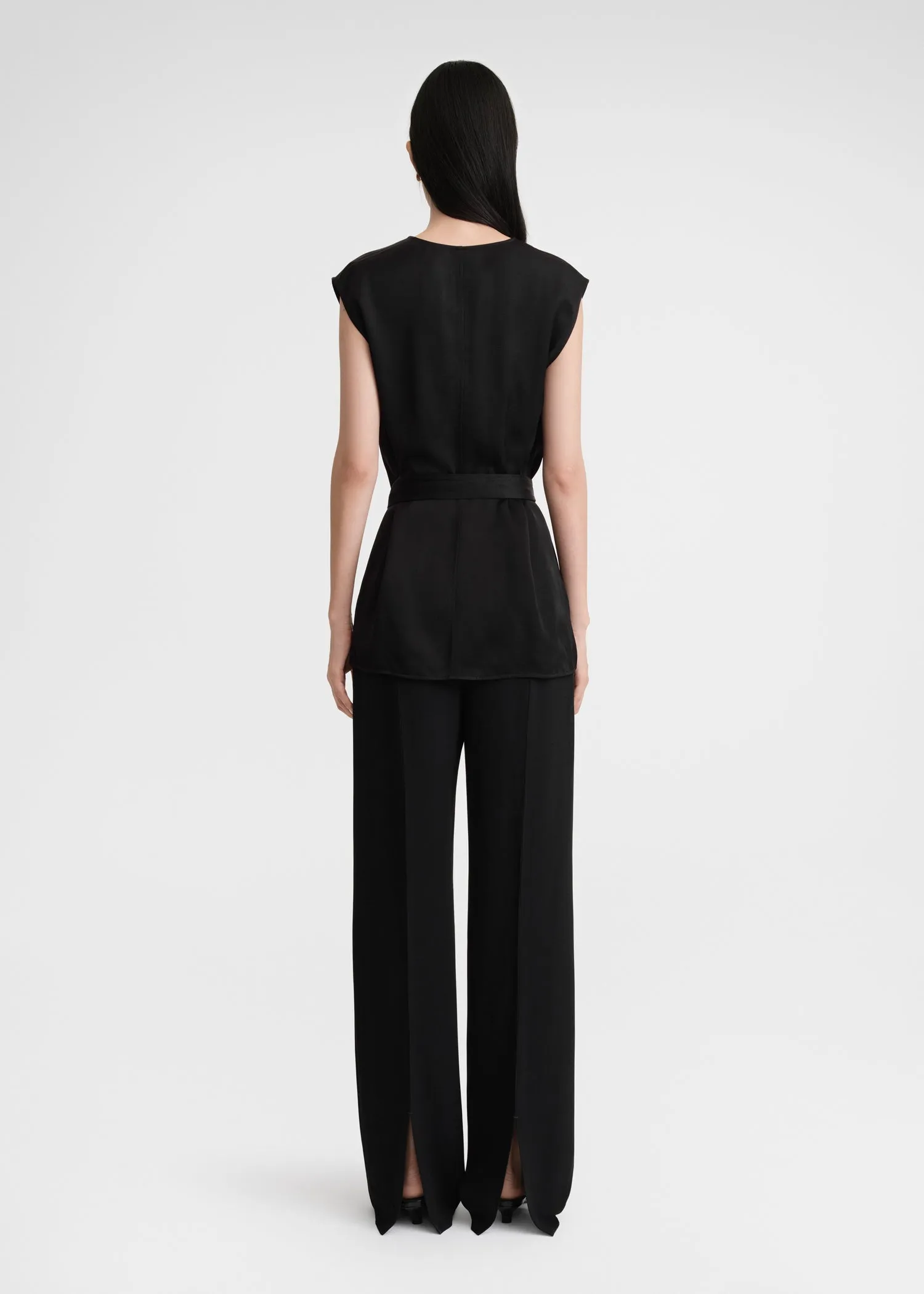 Twisted satin tie top black sold by Toteme product image thumbnail 4