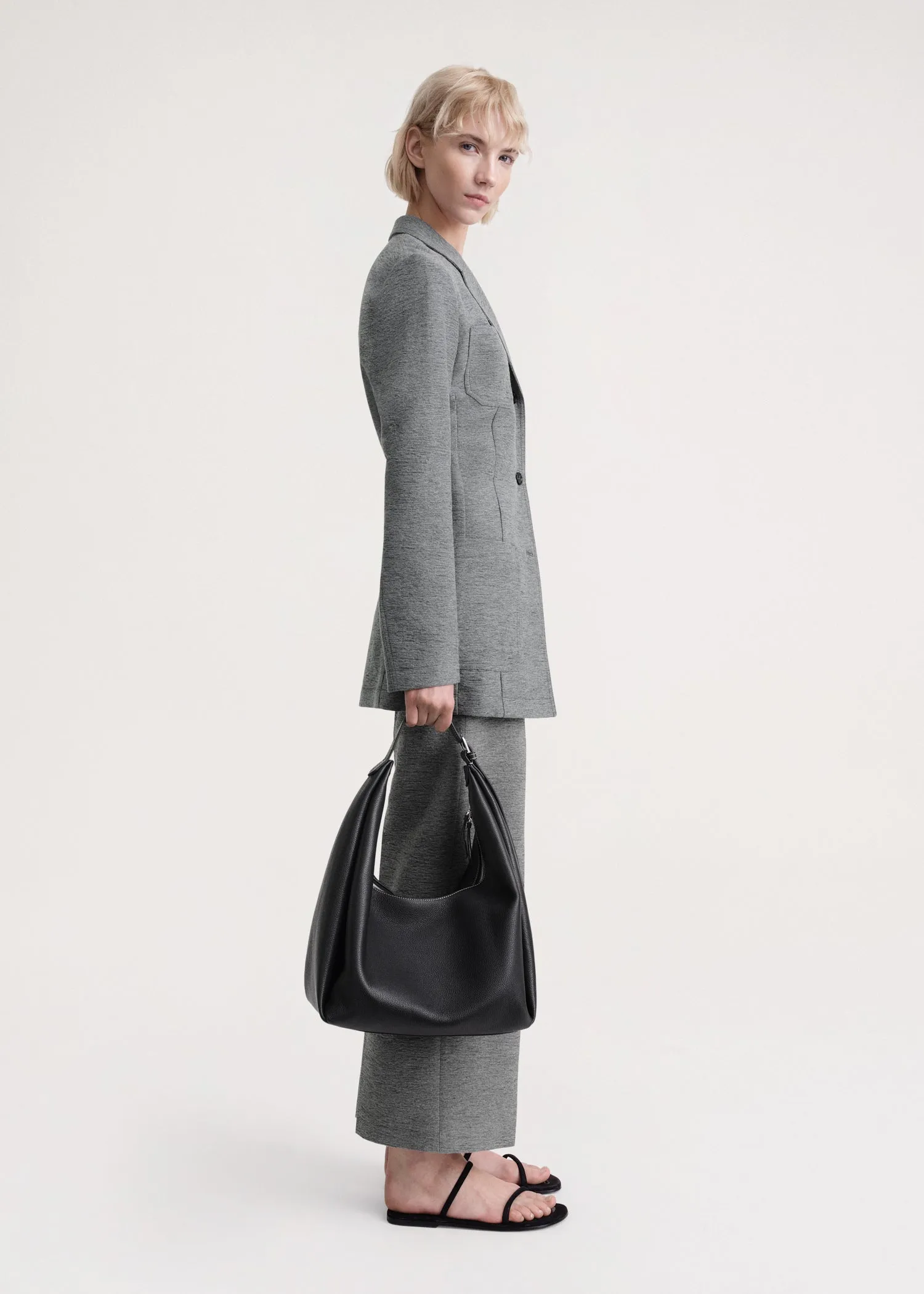Grained-leather hobo bag black sold by Toteme product image thumbnail 3