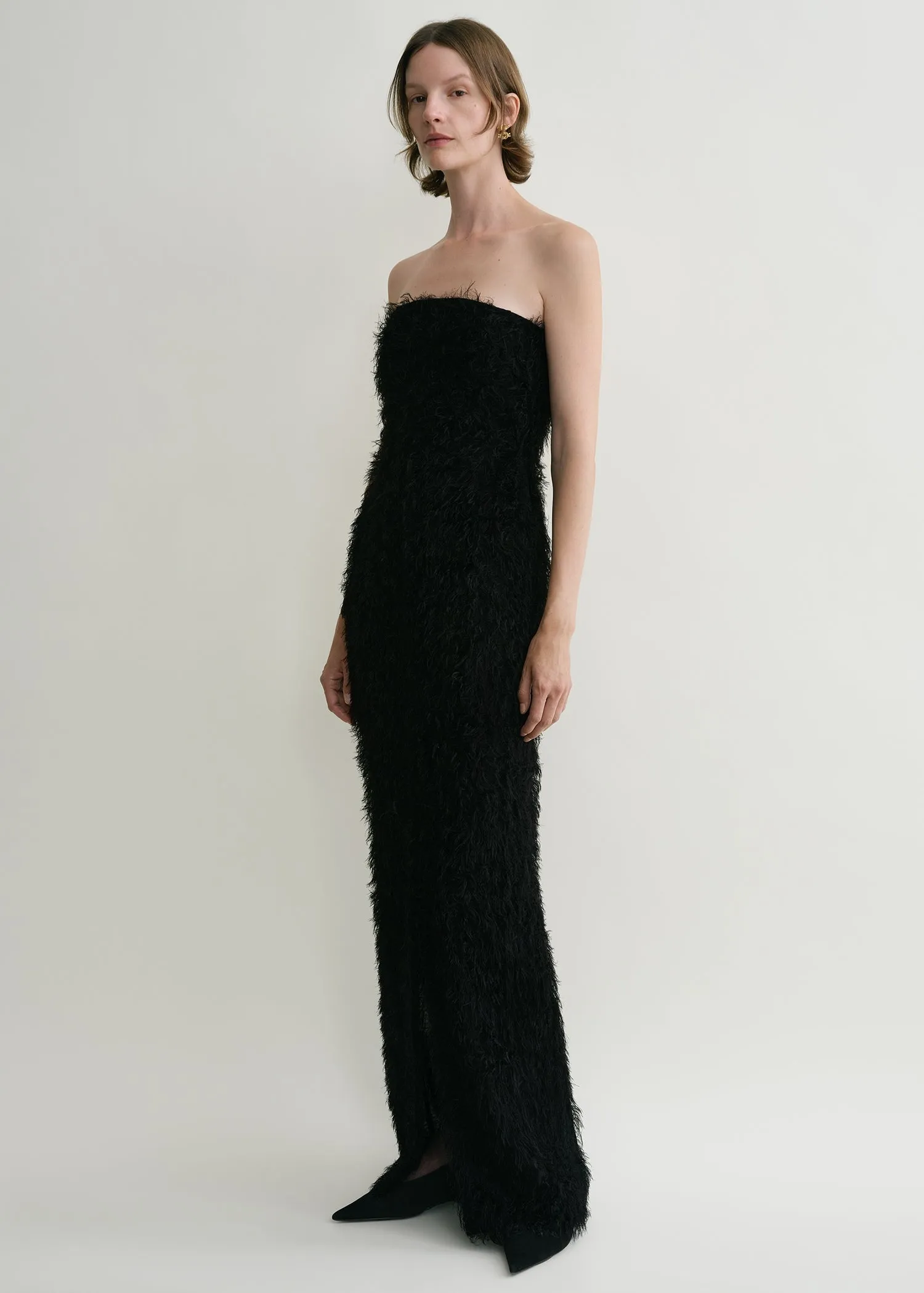 Strapless fil coupé dress black sold by Toteme