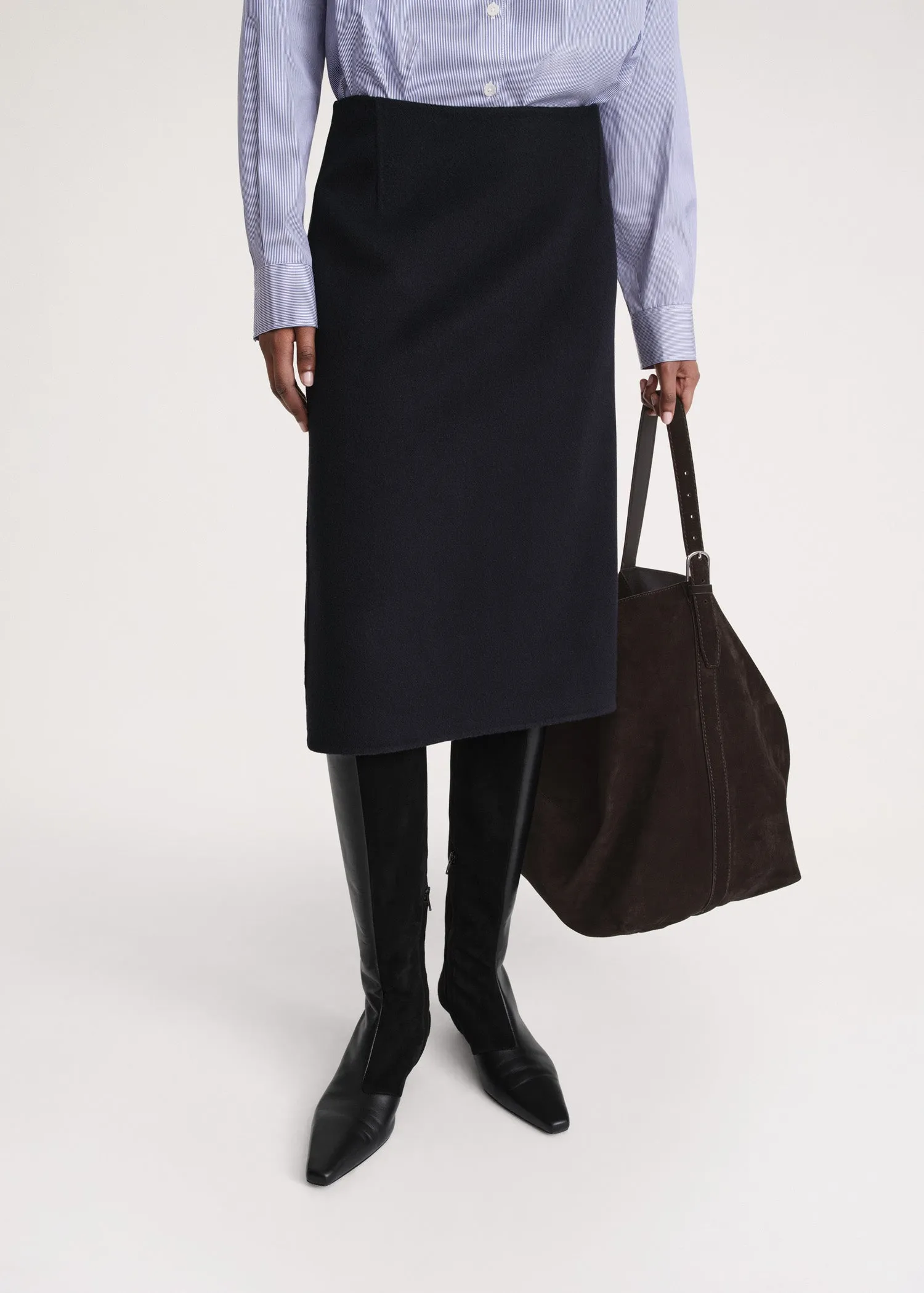 Side-split doublé skirt navy sold by Toteme product image thumbnail 4