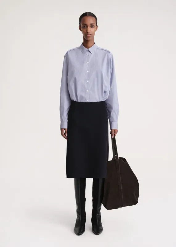 Side-split doublé skirt navy sold by Toteme