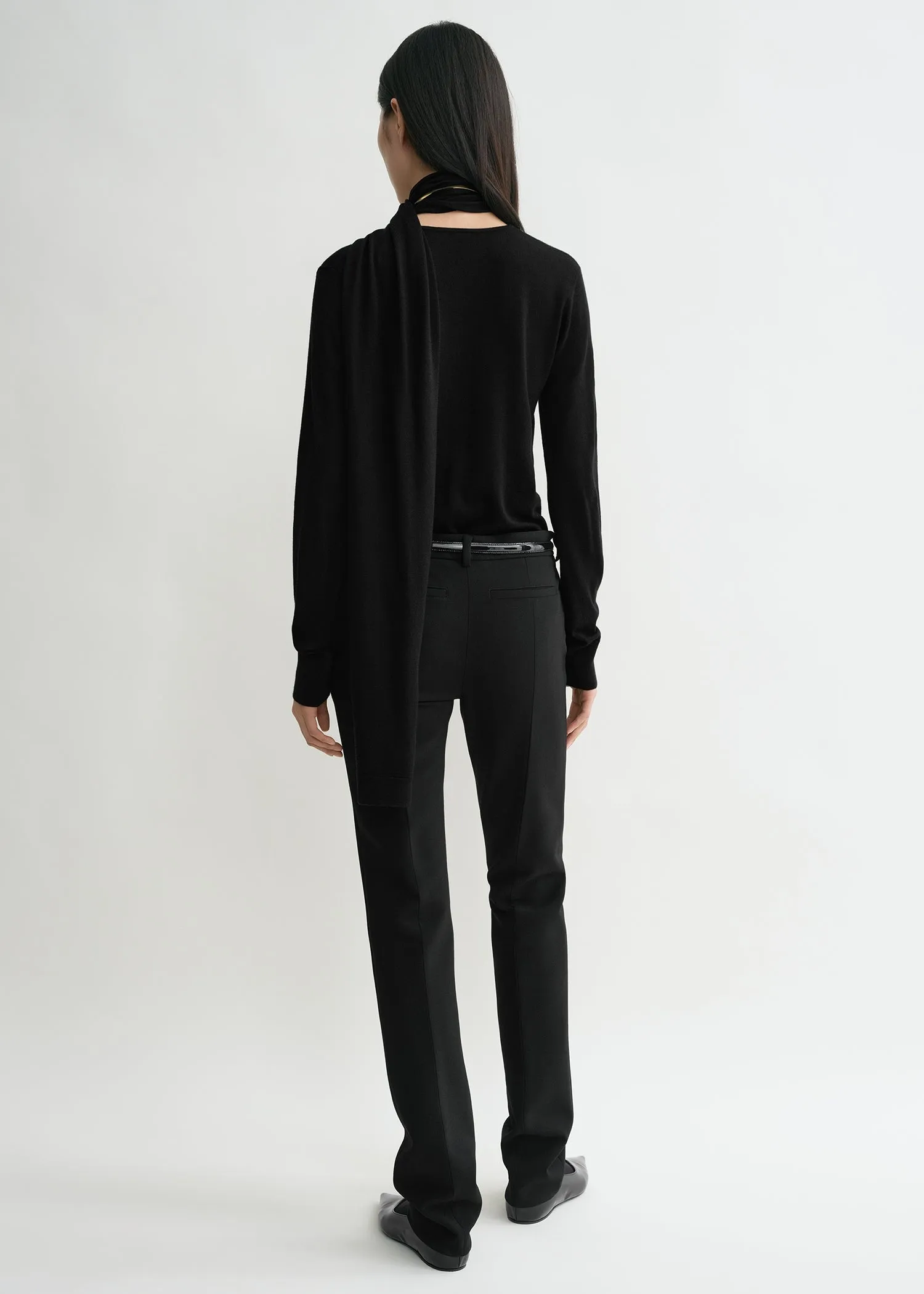 Draped-scarf fine knit black sold by Toteme product image thumbnail 4